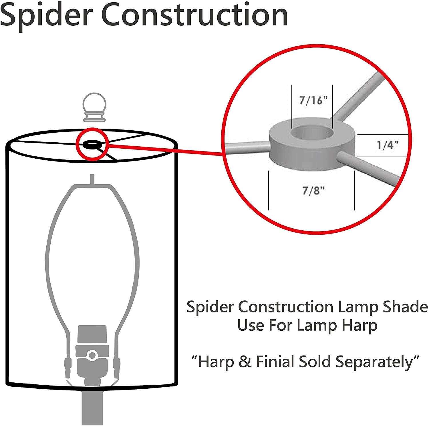 Aspen Creative 31274A Transitional Drum Cylinder Shaped Construction Spider Lamp Shade 8'' X 8'' X 11'' Light Grey