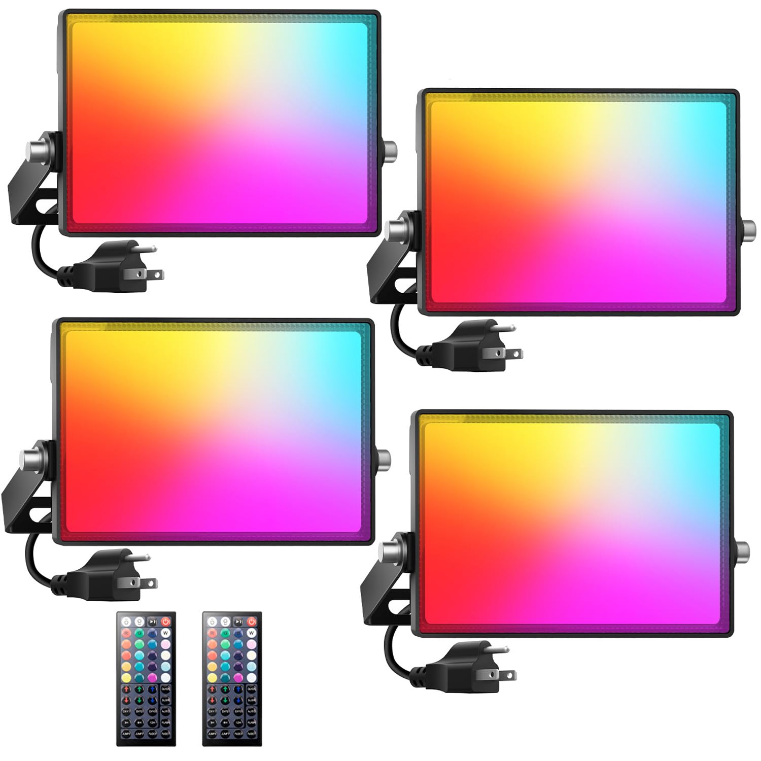 Onforu LED Flood Light Outdoor 500W Equiv, Color Changing RGBW 2700K Floodlight with Remote, Stage Lighting Uplights for Events,