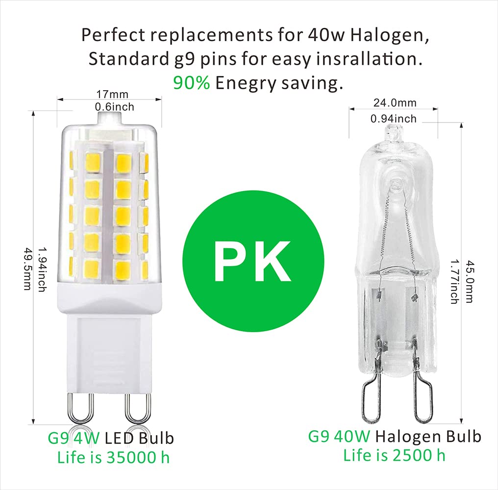 Aiplamp G9 Led Bulb Dimmable 4W Natural Daylight White 4000K,Equivalent To 40W Halogen Light, 450Lm 120V Ac Cri> 85,No Strobe, C