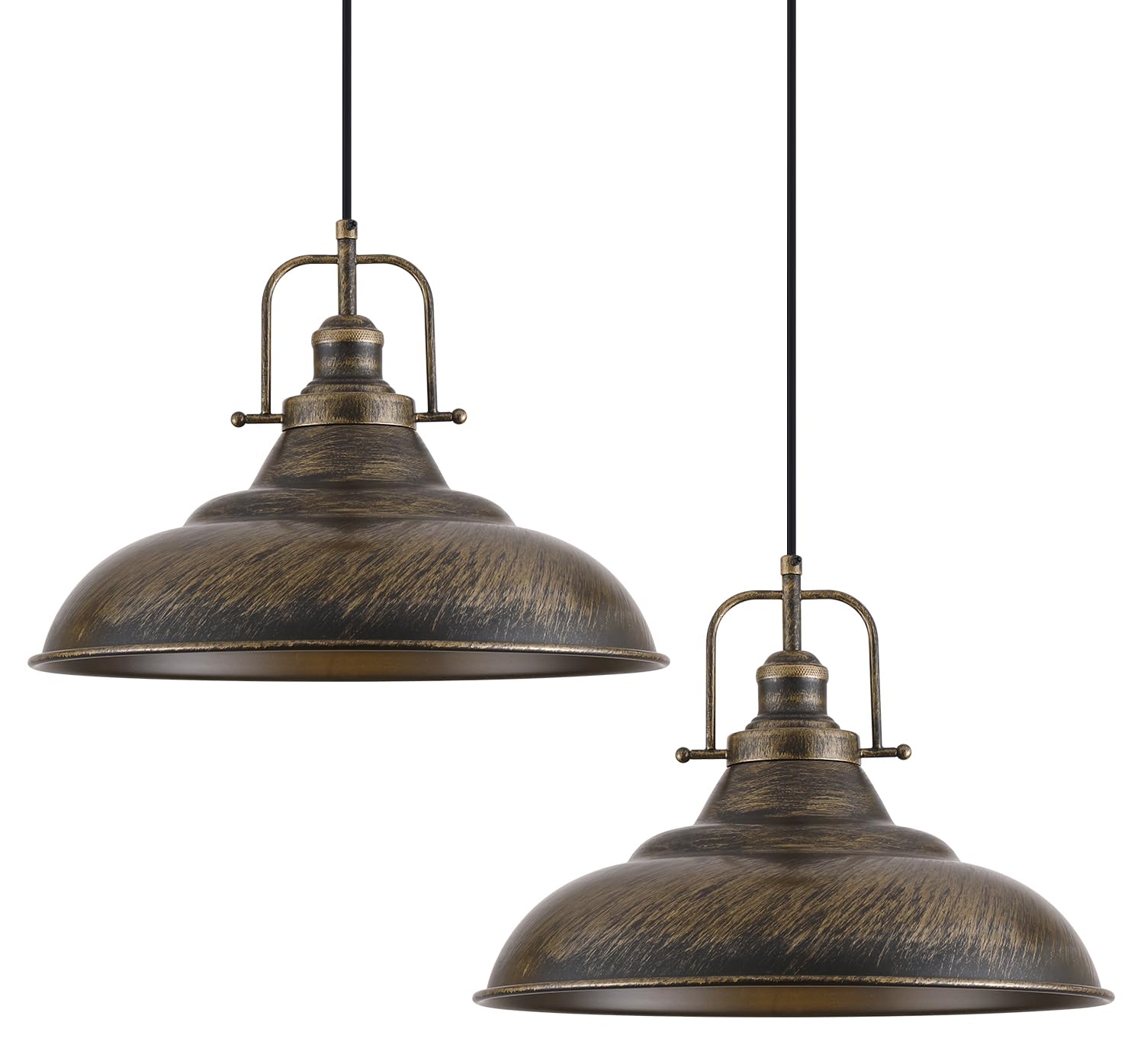 HOLOHATAL Brass Pendant Light Kitchen Island,16 Inch Large Industrial Pendant Lights, Black and Brass Pendant Lights, Vintage Fa
