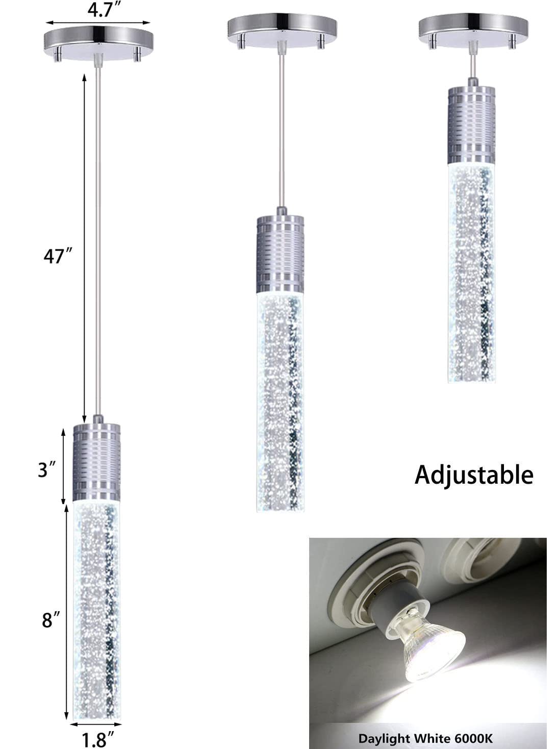 Haixiang Modern Kitchen Island Hanging Light Fixtures Crytstal Pendant Lighting For Kitchen Island Chrome Mini Chandelier With 6