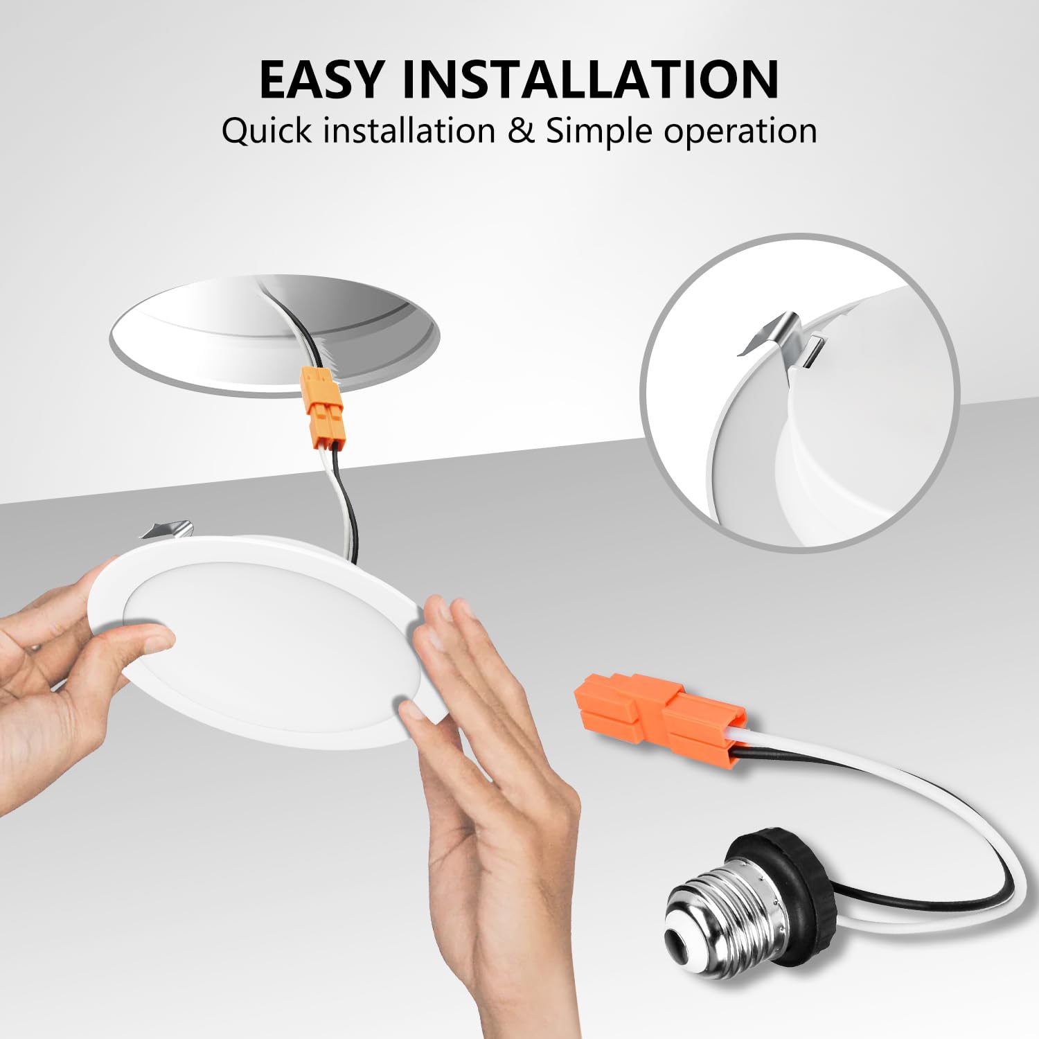 LVWIT LED Recessed Light 4" Dimmable Downlight 7W 5CCT Color Selectable, E26 Conversion Kit, 6 Pack, White