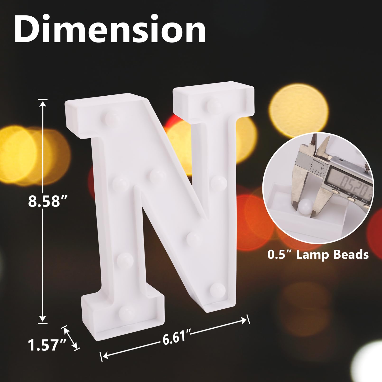 Tronsboo Led Marquee Sign Light Up Letters, Alphabet Light Up Letters Sign, Battery Powered Led Letter Lights For Night Light, Wedding, Birthday, Party, Christmas Or Home Decor (Letter N)