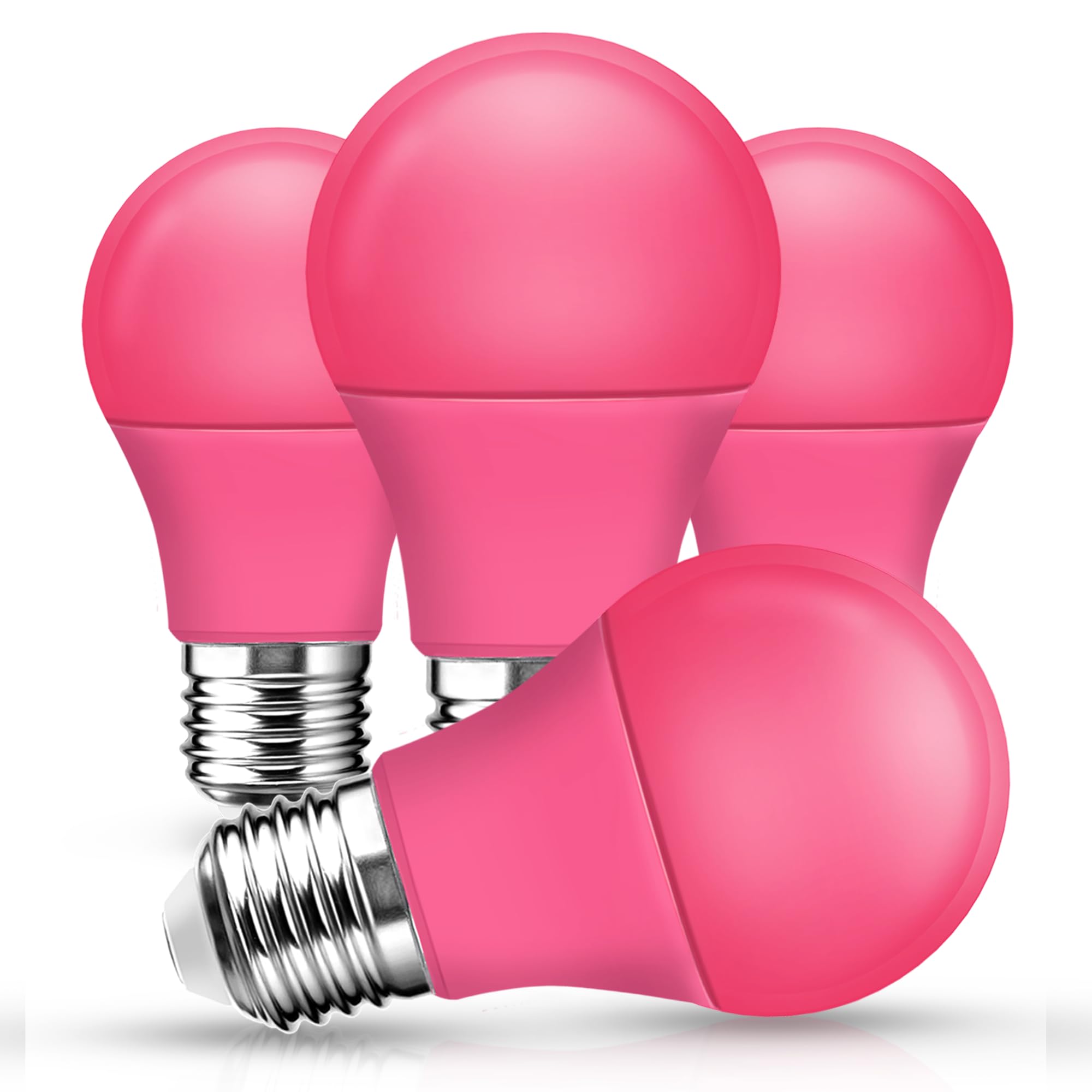 Flaspar 4 Pack Pink Led Light Bulb  A19 9W(60W Equivalent) Colored Party Light Bulb Outdoor  E26 Base For Christmas  Wedding  Baby Shower  Patio  Indoors & Outdoors  Home Decorations  Porch Lighting