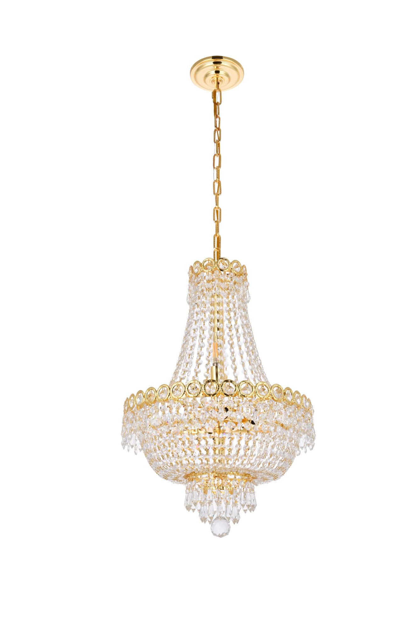 Elegant Lighting 8-Light Crystal Chandelier, Gold Finish, 16in x 20in, Model 1900D16G/RC