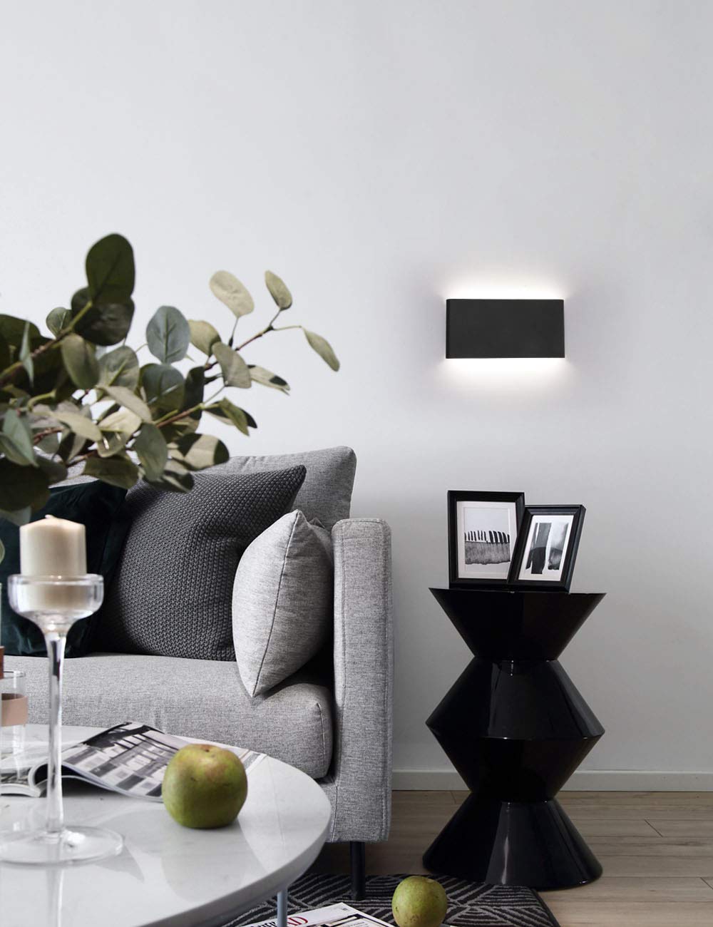 Joosenhouse Black LED Wall Lamps 10W, Modern Indoor Sconce Light Fixture, 12 Inch Metal Design for Bedroom and Stairwell