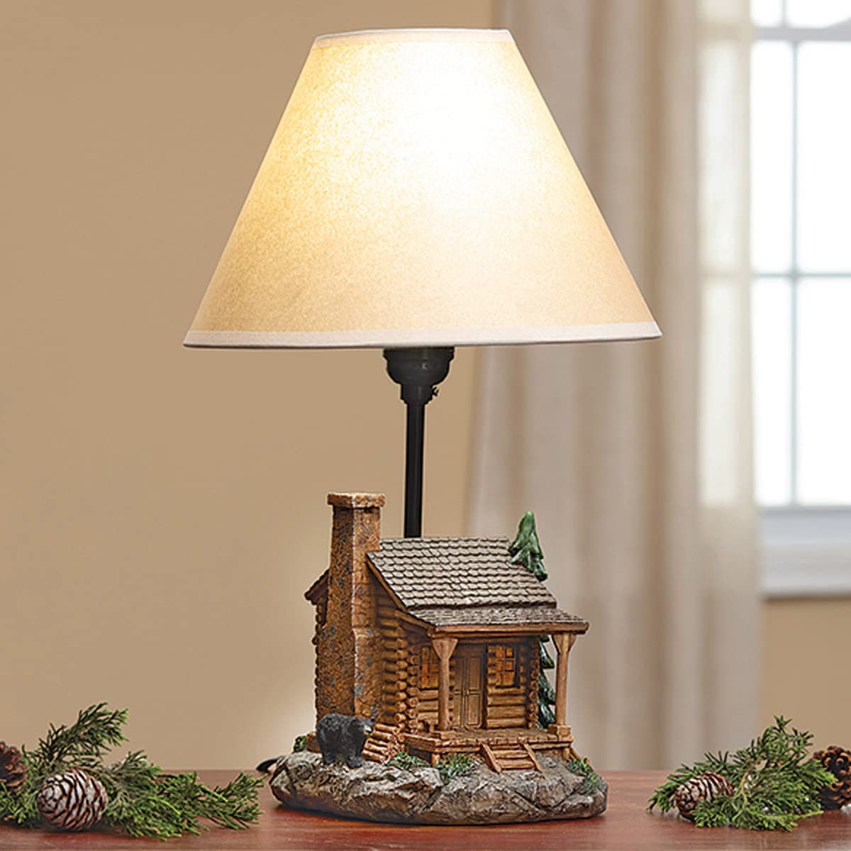 Black Forest D?or - Cozy Cabin Accent Lamp for Cabin, Living Room, Nightstand, Desk - Vintage Rustic Home D?or - 16.25'' x 10''