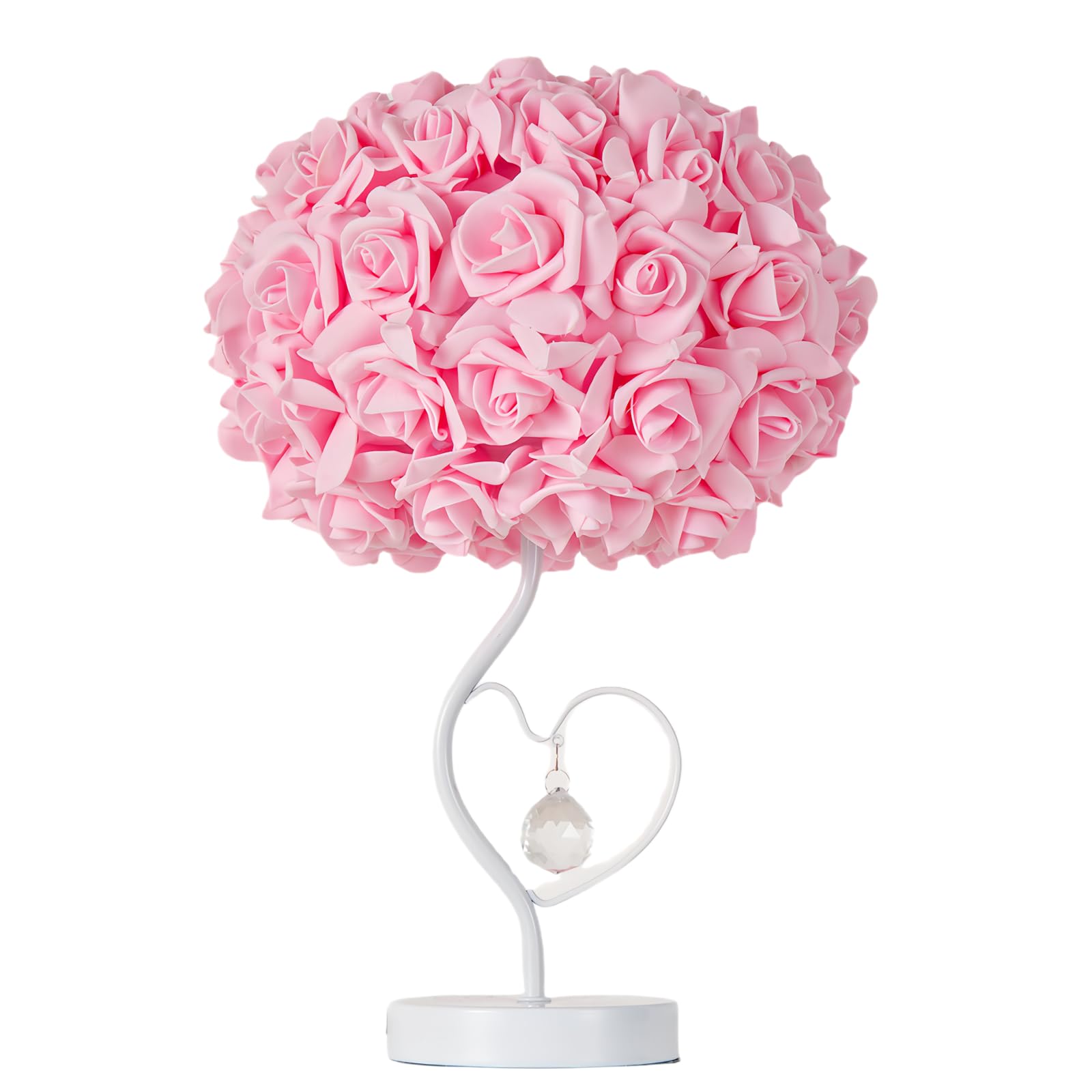 ZYLEISENBAO Pink Rose Flower Lamp Romantic Bedside lamp Princess Table Flower Lamp for Nightstand Desk Light for Bedroom Women Girl Dating Christmas Gift Party Wedding Decor Living Room Office