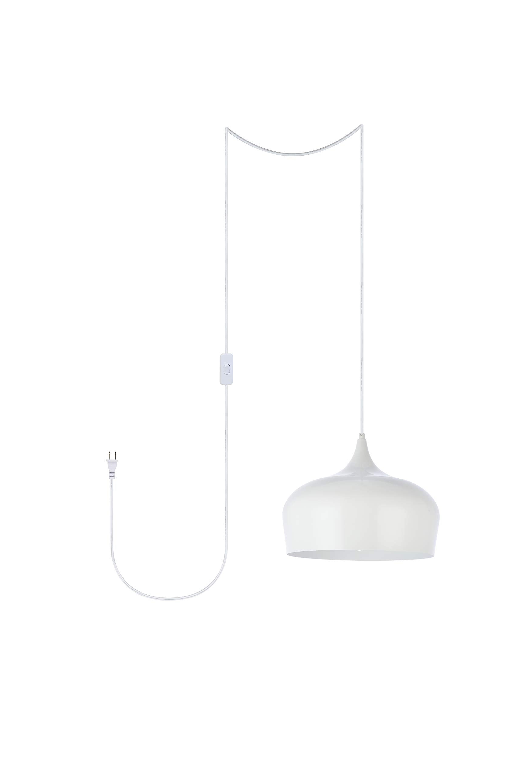 Living District Nora 1-Light Mid-Century Aluminum Pendant in White Finish