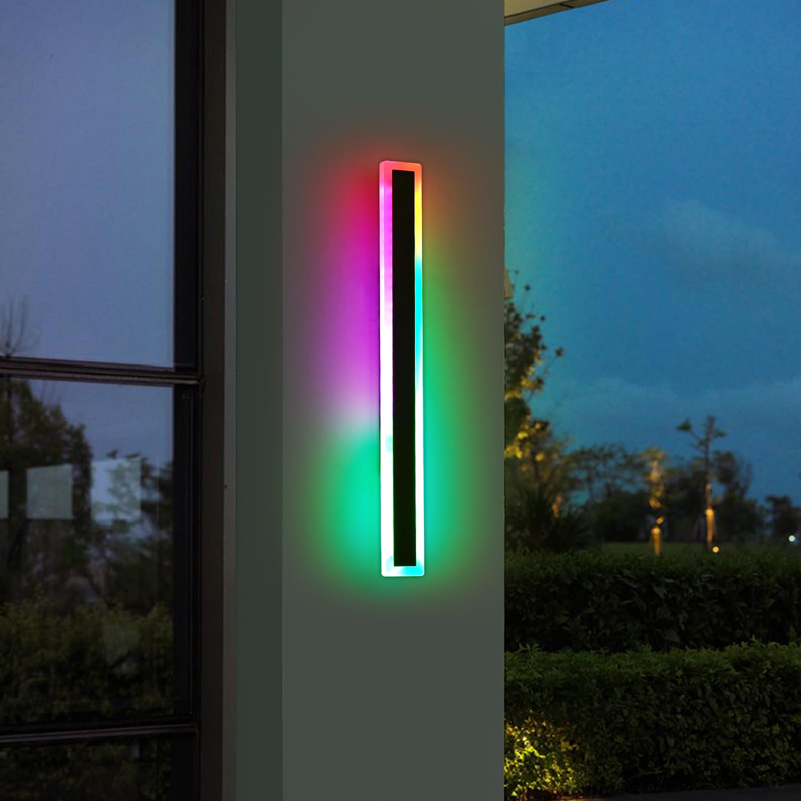 Mikeru Modern Outdoor Wall Light Fixture, 39inch, RGB Color, Dimmable with Memory Function, Model FTBD