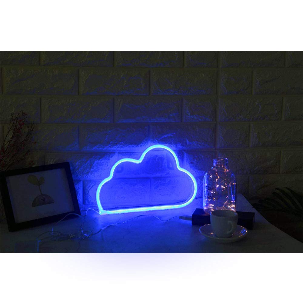 YouOKLight Neon Cloud Sign, LED Wall Light, USB/Battery Powered, Blue, Model YK2333-2336-US