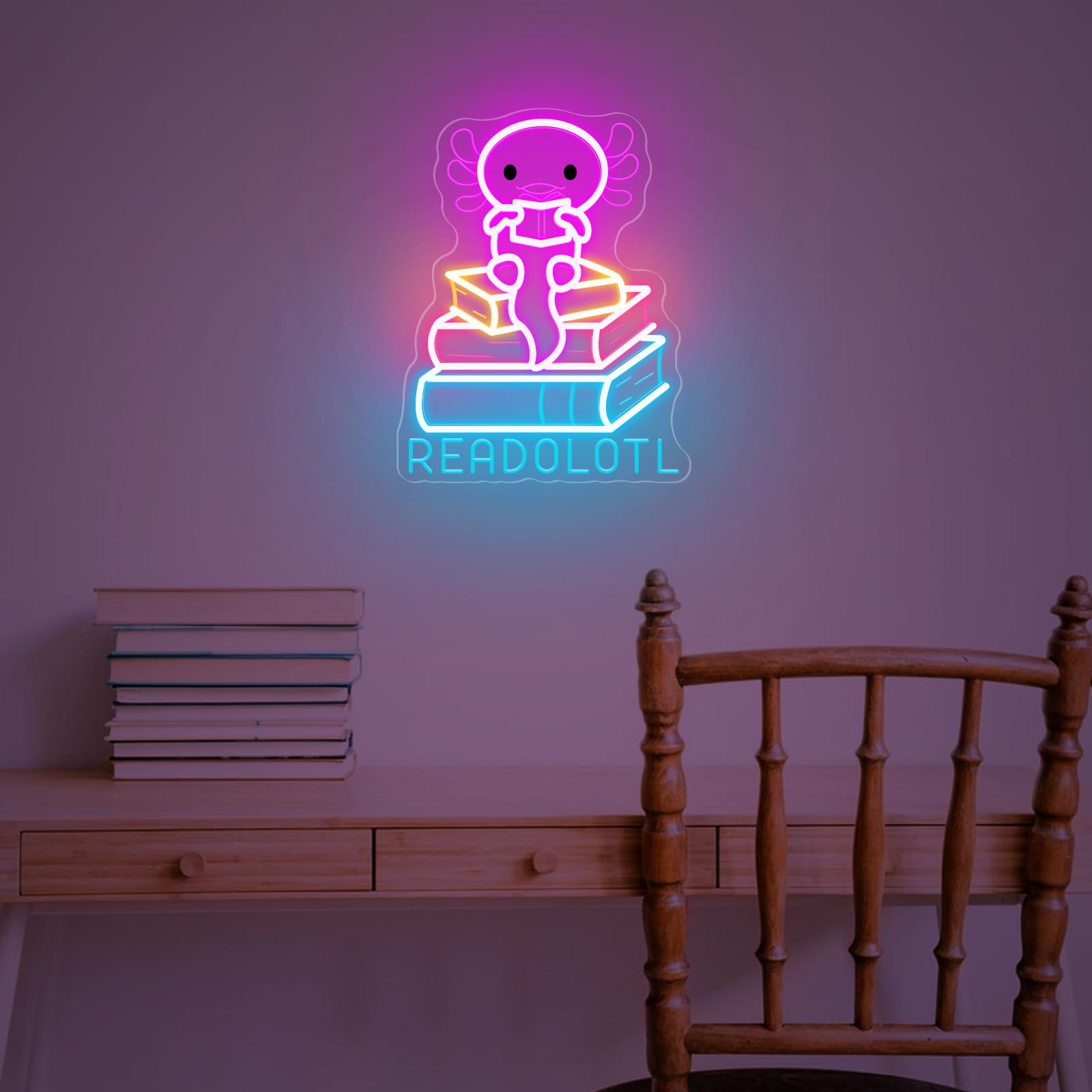 Housignz Readolotl Neon Sign LED Light for Classroom Decor, USB Powered, 15x11.7 inches, Silicone Material