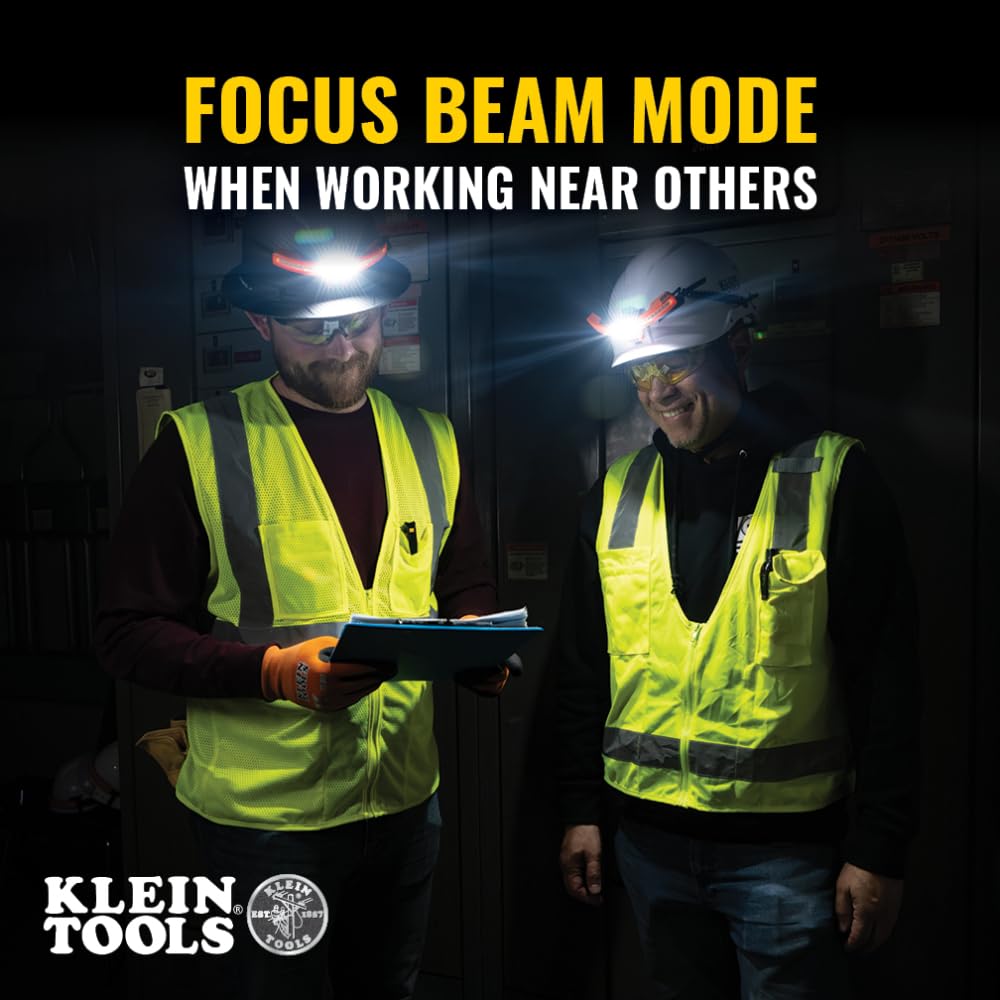 Klein Tools KHH56308 Rechargeable LED Headlamp, 770 Lumens, Orange, for Hard Hats, Battery & Mount Included