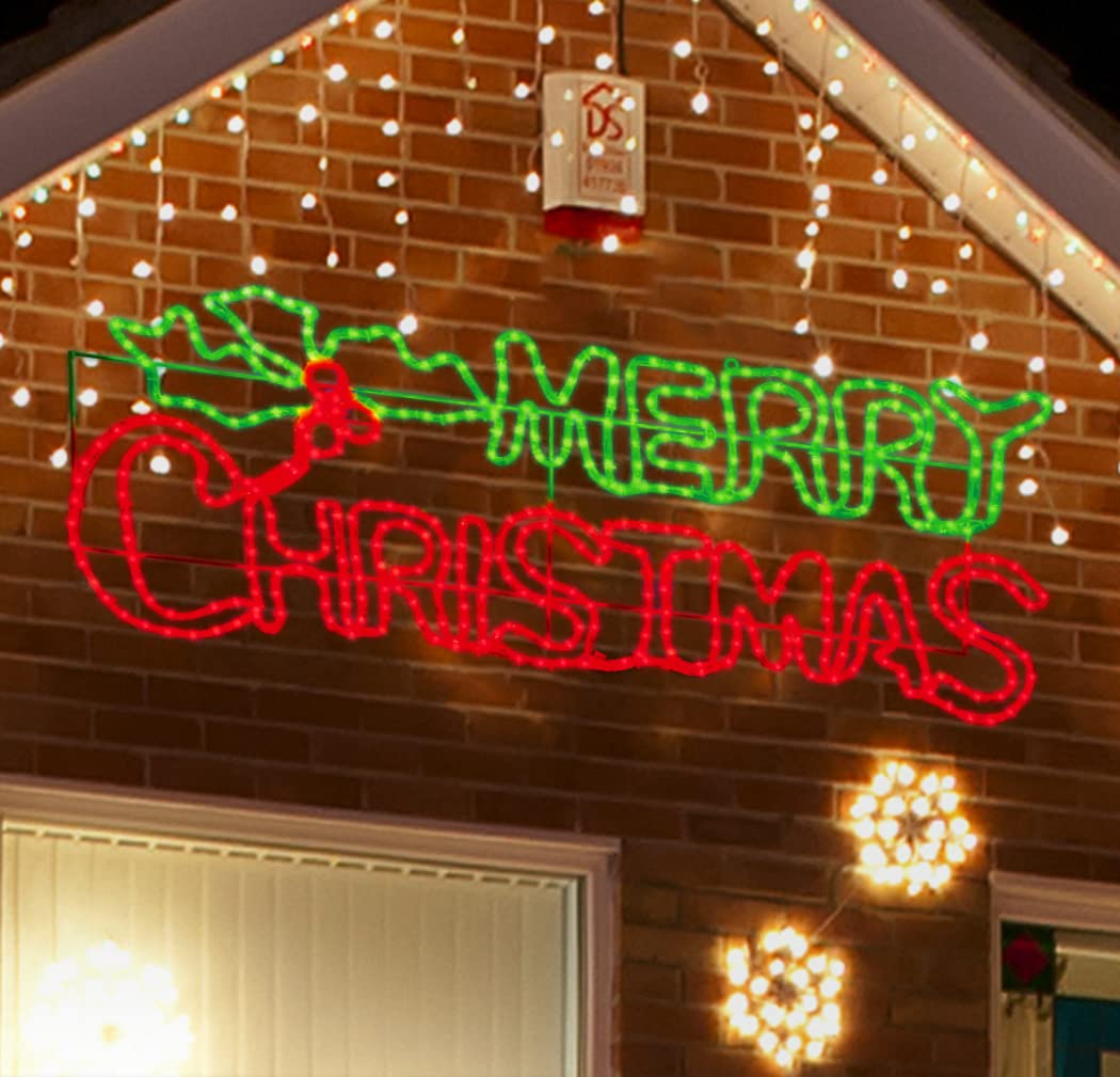 LAMPHOME Outdoor Christmas Neon Motif Decoration - 48in 504 LED Green & Red - Waterproof with UL Adaptor