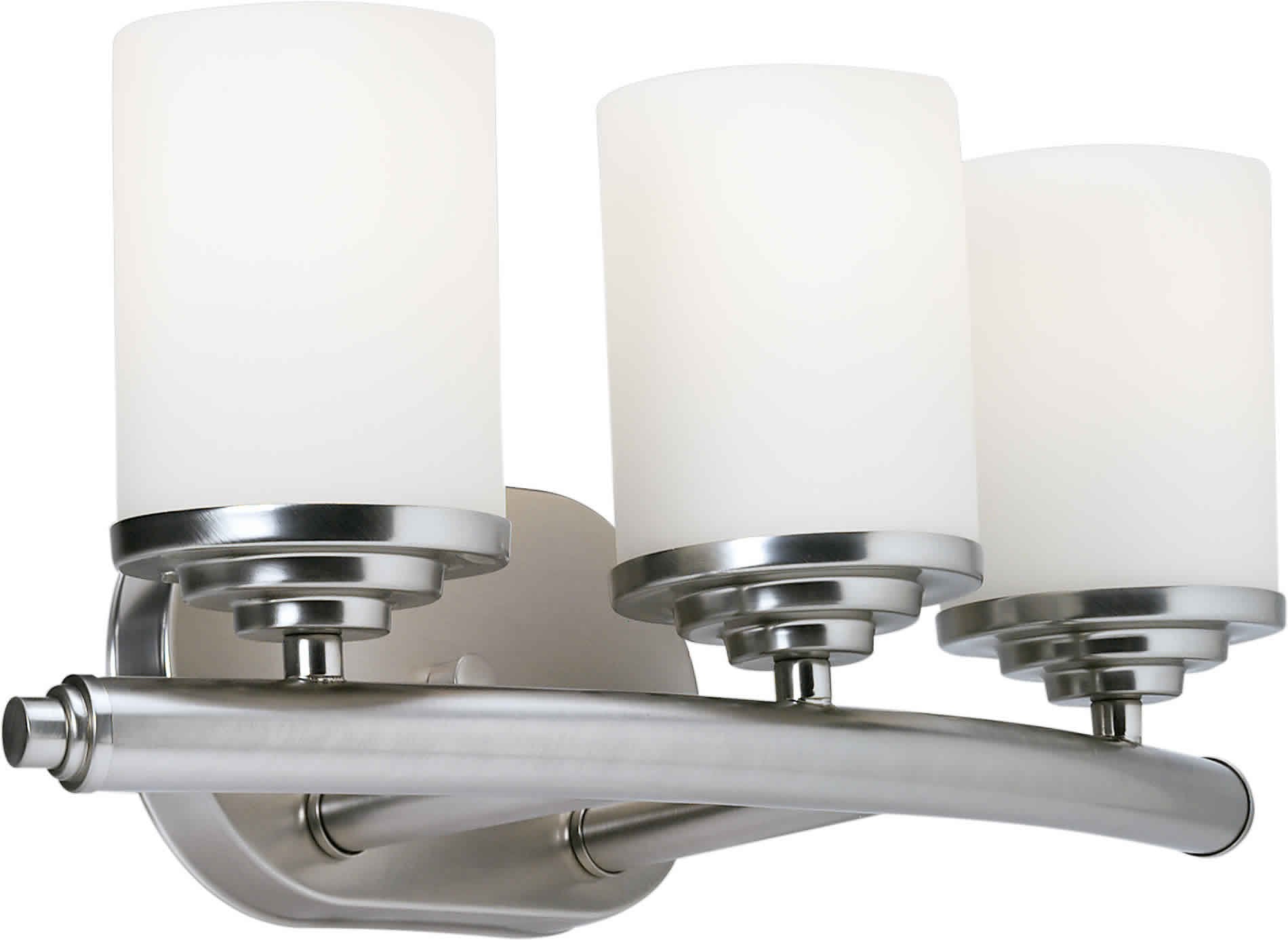 Forte Lighting 5105-03-55 Bath Vanity with Satin Opal Glass Shades, Brushed Nickel