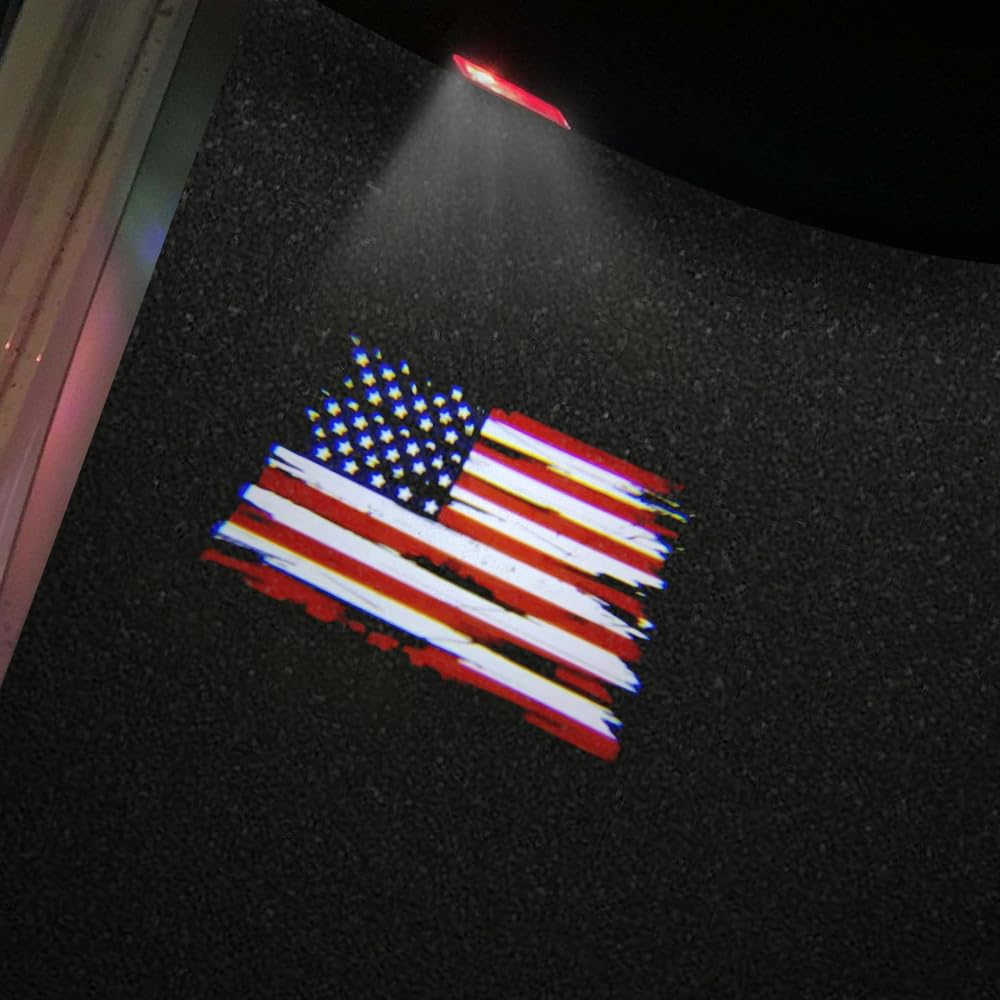 uuakarin Car Door Logo Lights Projector Lamps for Charger 2010-present, US Flag, ABS Material, 2 PCS
