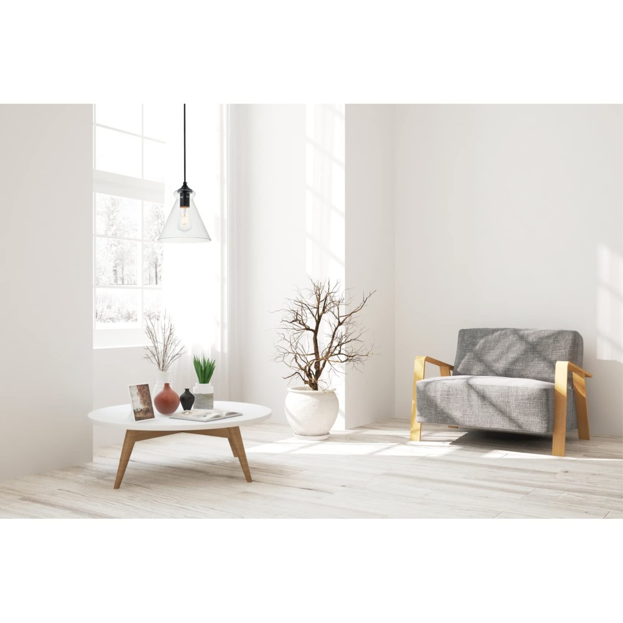 Living District Destry 1 Light Brass Pendant with Clear Glass