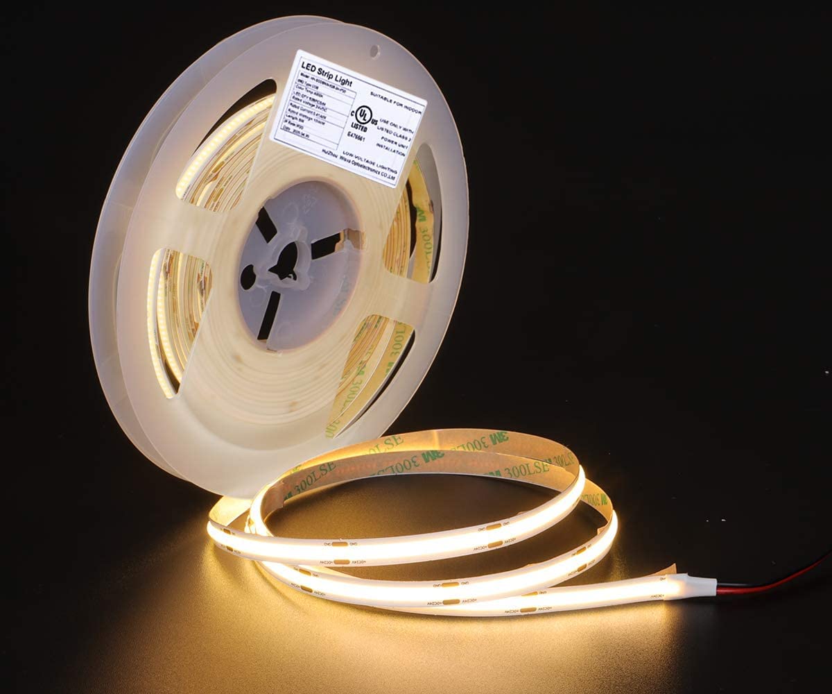dephen COB LED Strip Lights 5m, 528 LEDs/m, Warm White, 3000K, Model DEP-SWW528F008W24-COB, No Adapter & Dimmer