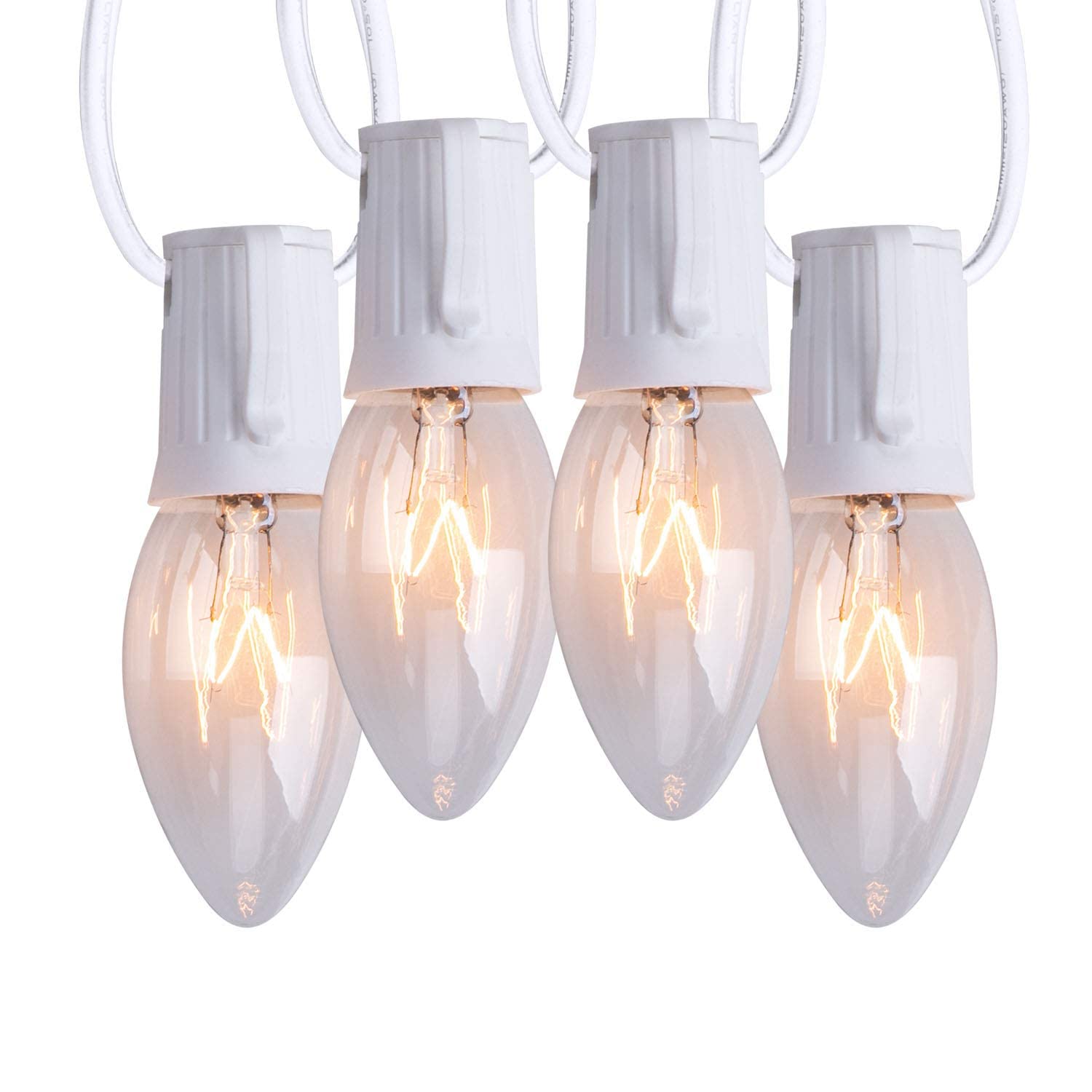 Minetom C9 Christmas String Lights 50ft Clear Bulb White Wire for Outdoor Indoor Holiday Decoration