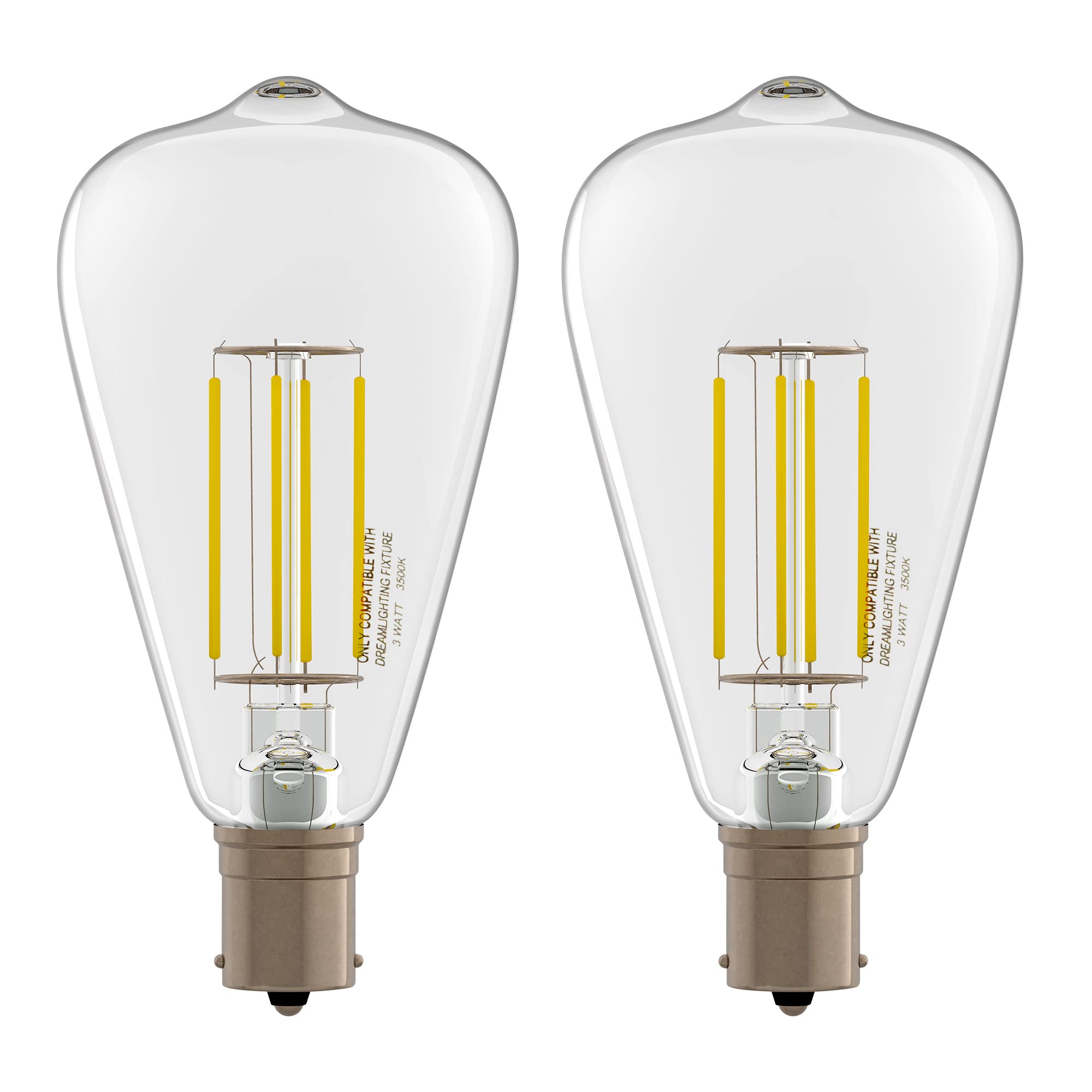 Dream Lighting LED Edison Bulb, 3W, 150 Lumens, Neutral White 3500K, Pack of 2, Copper Material