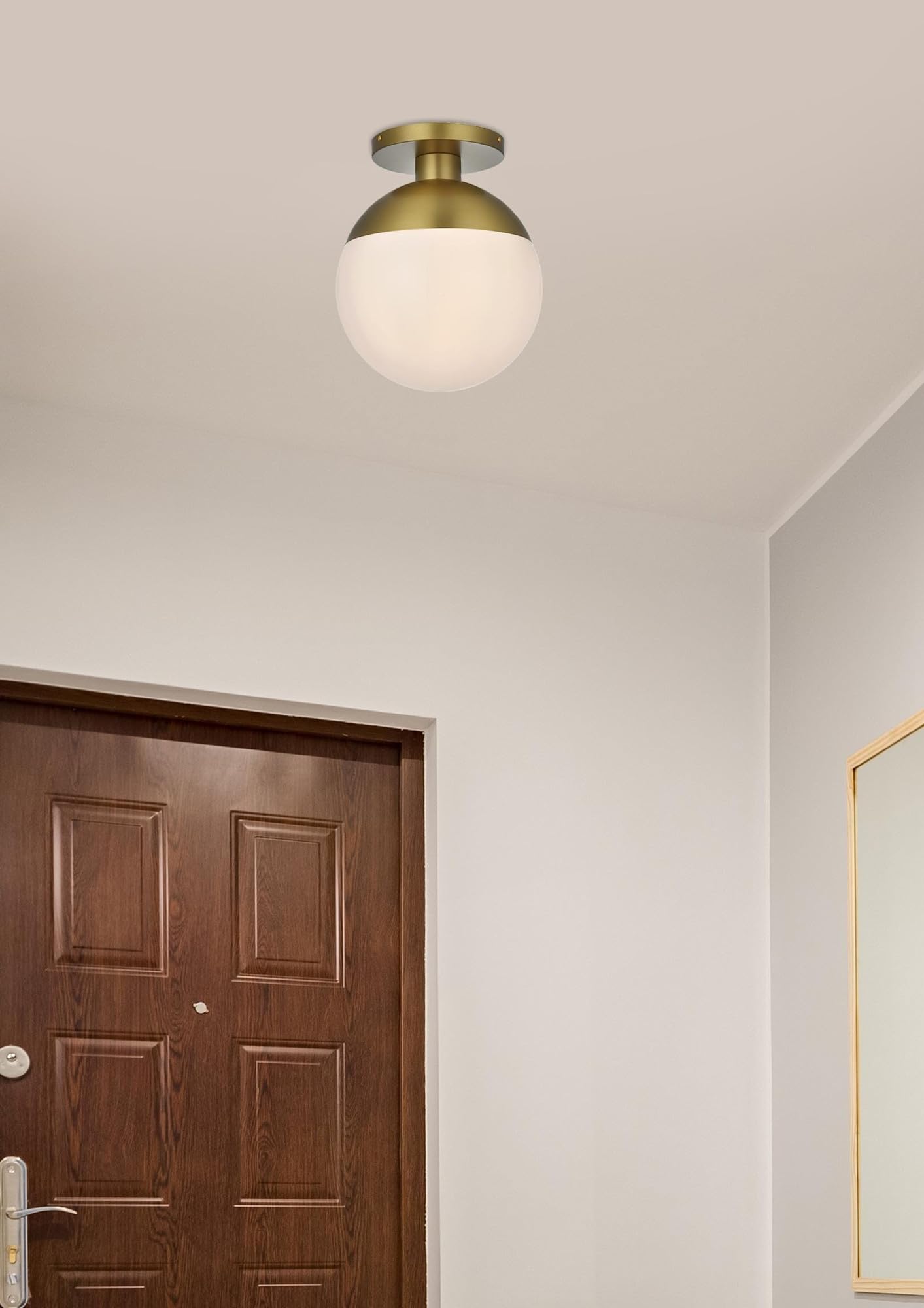 Elegant Lighting Living District Eclipse Black Flush Mount Light with Frosted White Glass, Model LD6056BK