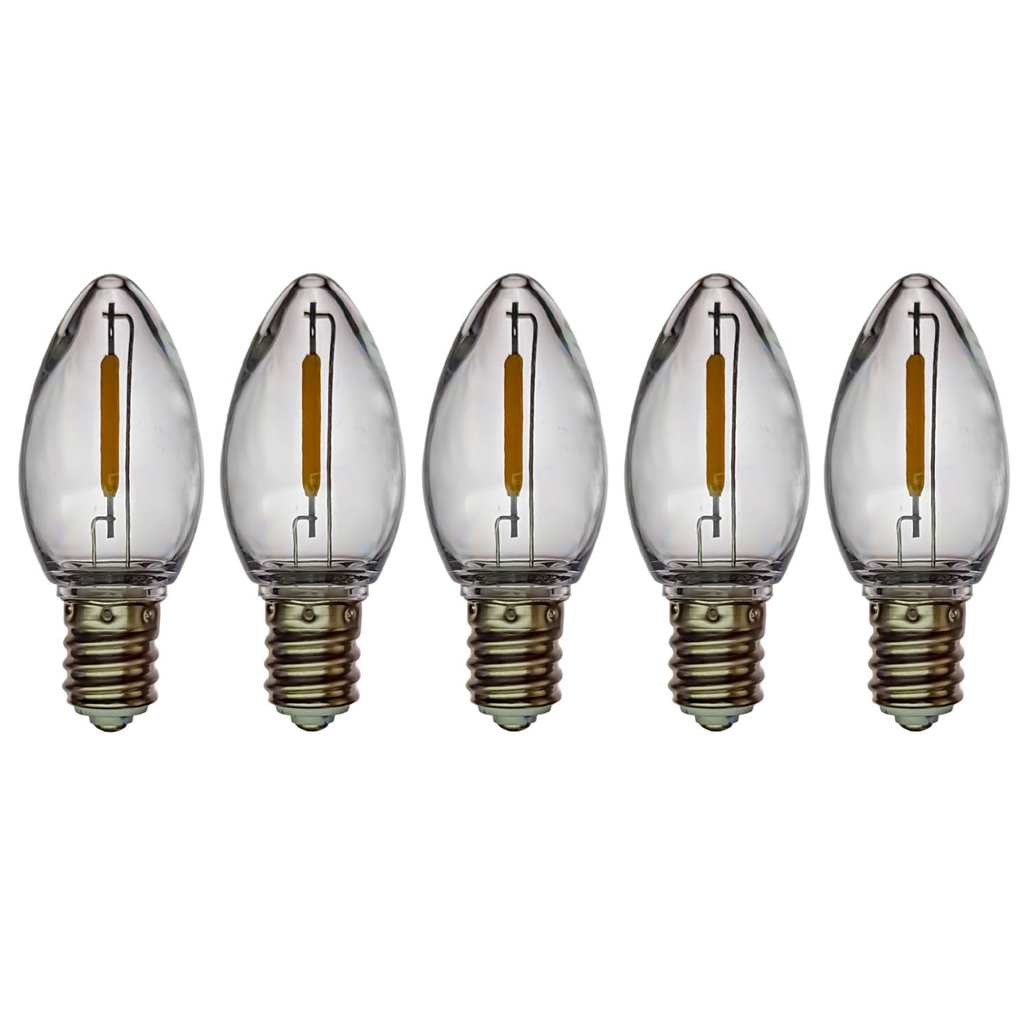 EZLS C7 Warm White Colored LED Filament Plastic Bulbs Pack of 5