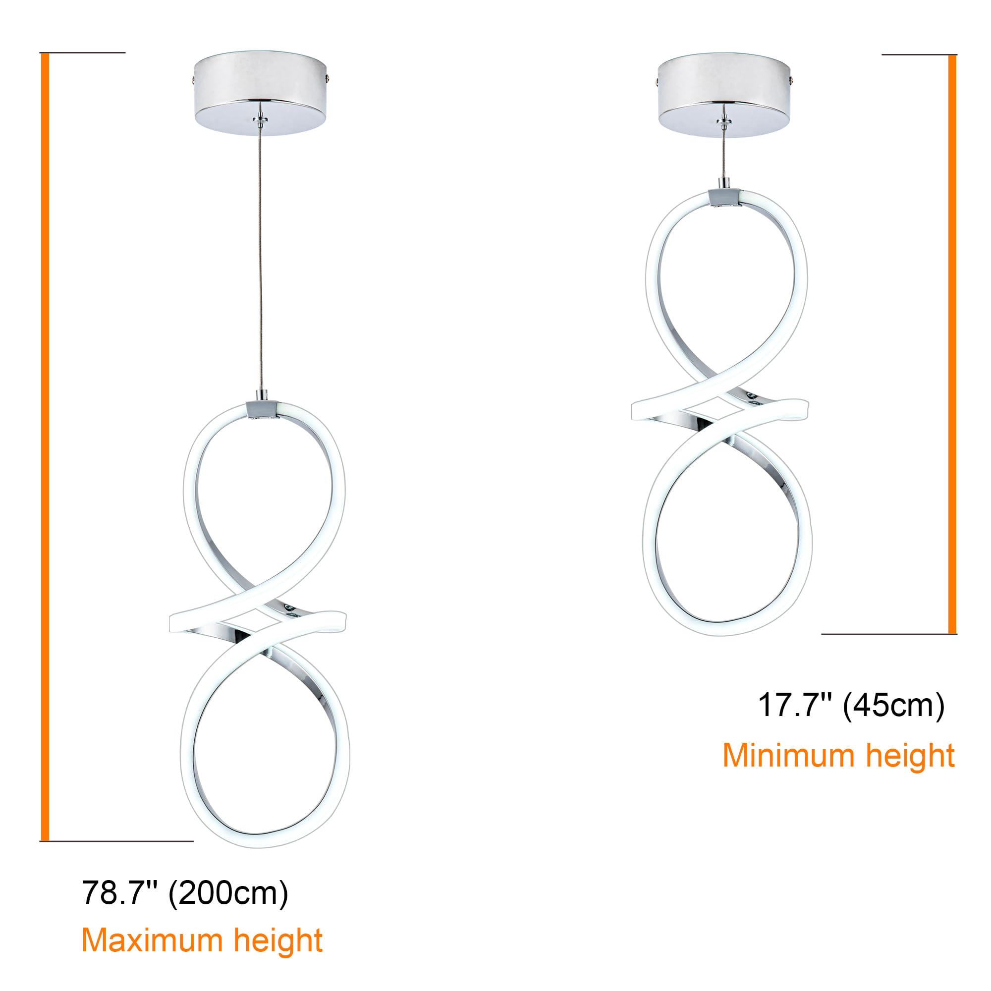 Mayna Modern Led Pendant Lights Kitchen Island, Chrome Chandelier, 22W Adjustable Height Hanging Light Fixture For Kitchen Dining Room Bedroom Cafe Table, 1 Pack