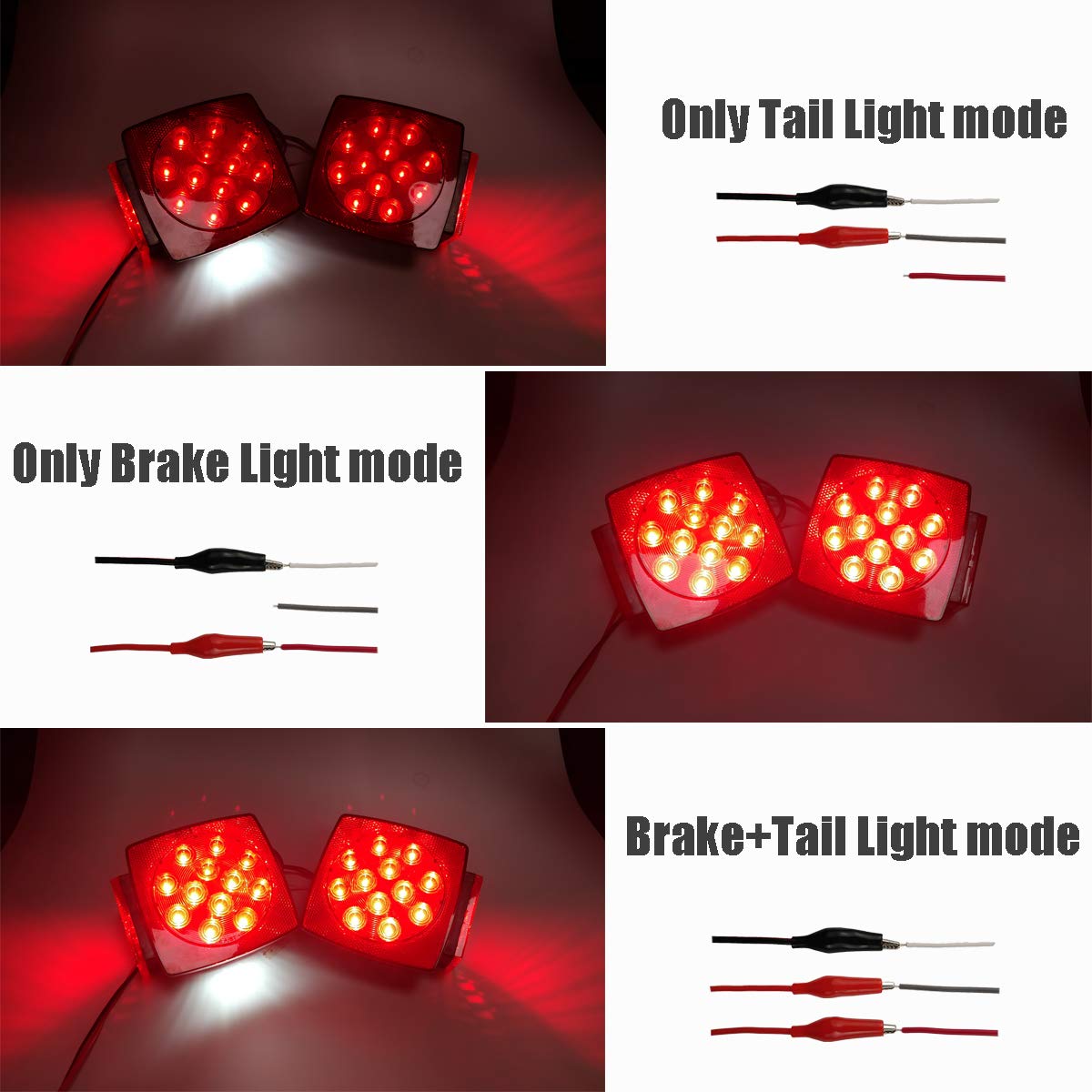 iBrightstar IP68 Waterproof Trailer Lights Kit - Red LED Brake Stop Tail Light for 12V Trucks, RVs, Boats, DOT Compliant, Model 8542089223