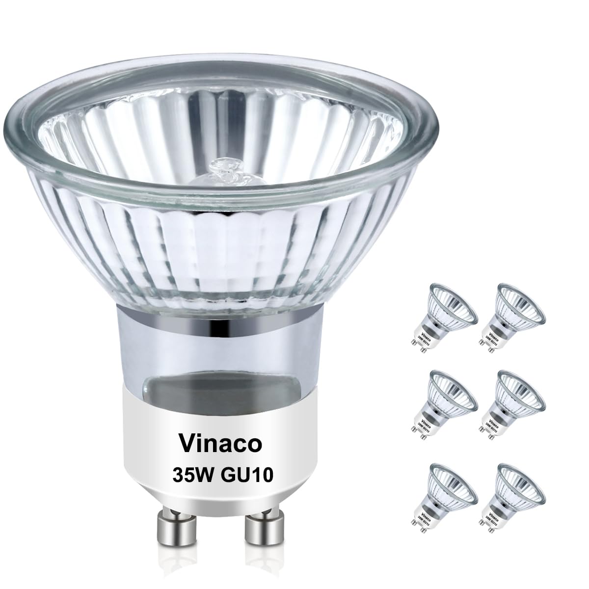 Vinaco Gu10 Bulb, 6 Pack Halogen 120V 35W, Dimmable, Mr16 Gu10 Light Bulb With Long Lasting Lifespan, Gu10+C For Track&Recessed 