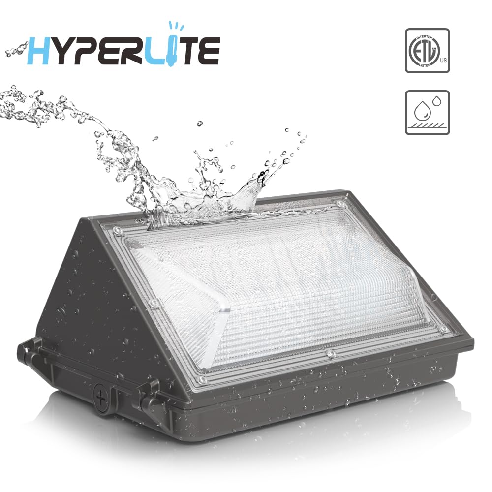 HYPERLITE 70W LED Wall Pack Light, Dusk-to-Dawn Photocell, Bronze, ETL Listed, Adjustable Security Lighting for Outdoor Use