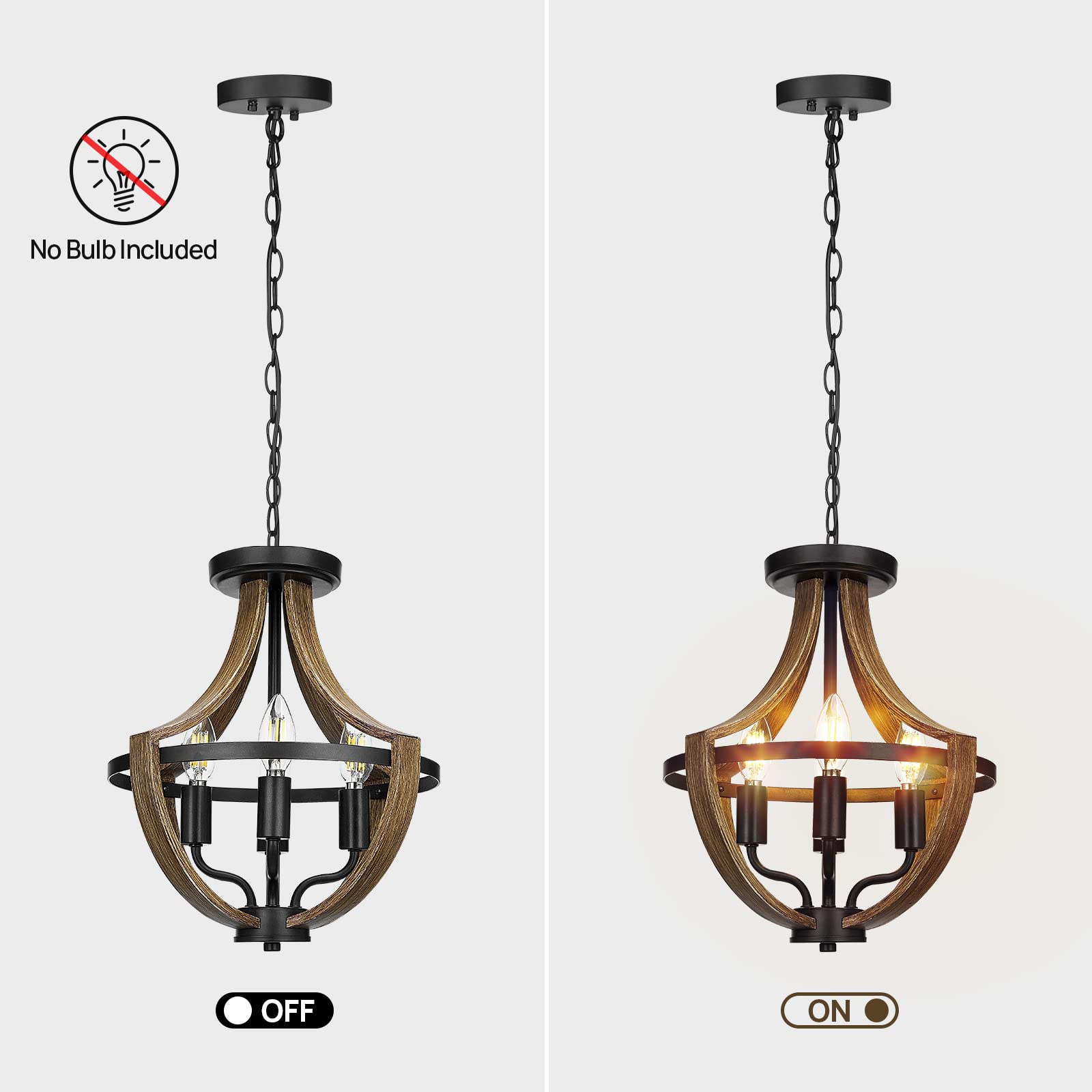 Woaekr 13.1&quot; Rustic 4-Light Farmhouse Pendant Lighting For Hallway, Dining Room, Kitchen