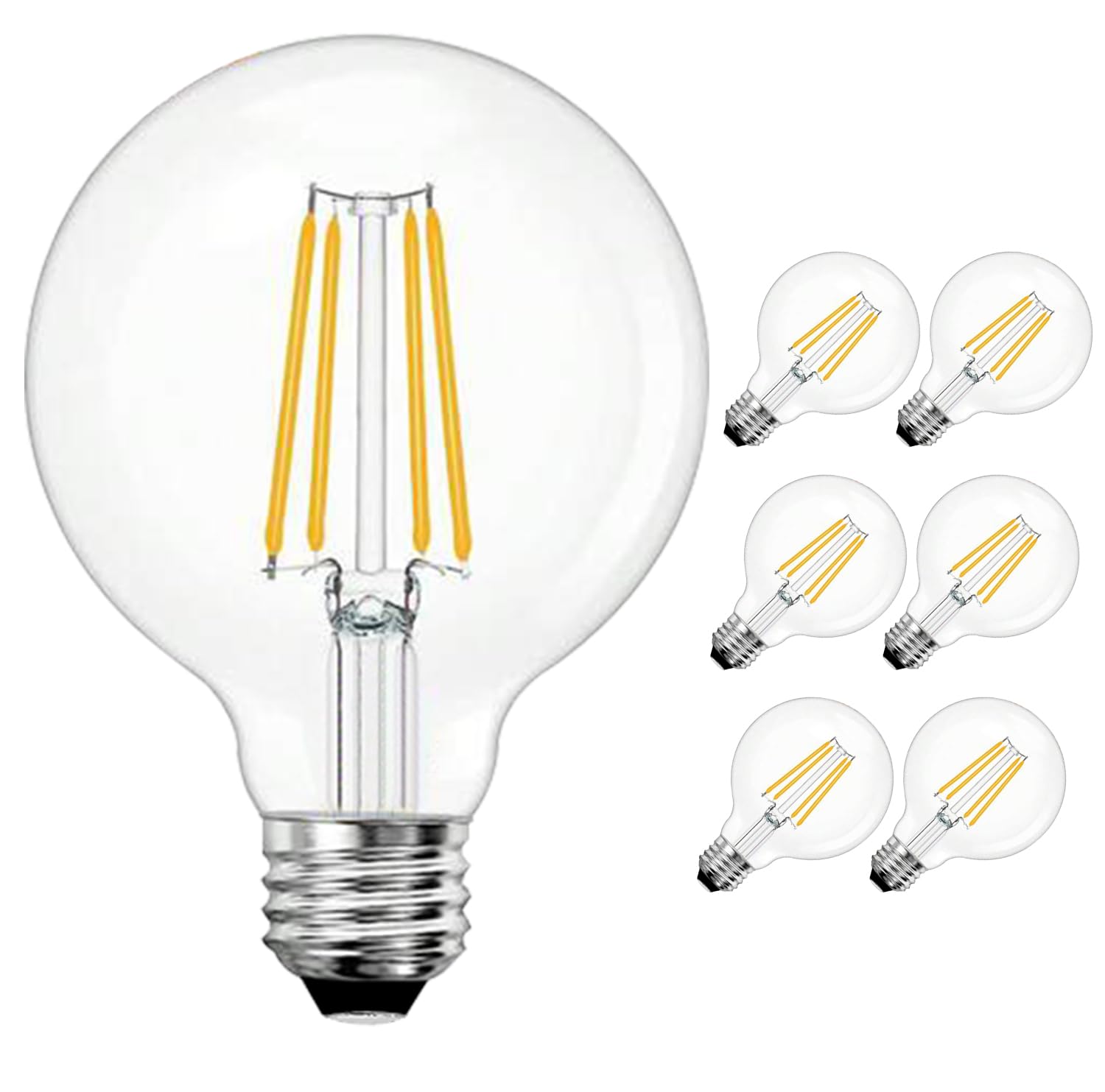 6 Pack Led G25 Globe Light Bulbs Bulbs 6W - 3000K Warm White Dimmable 60W Equivalent E26 Base 120V - Edison Vanity Light Bulbs F