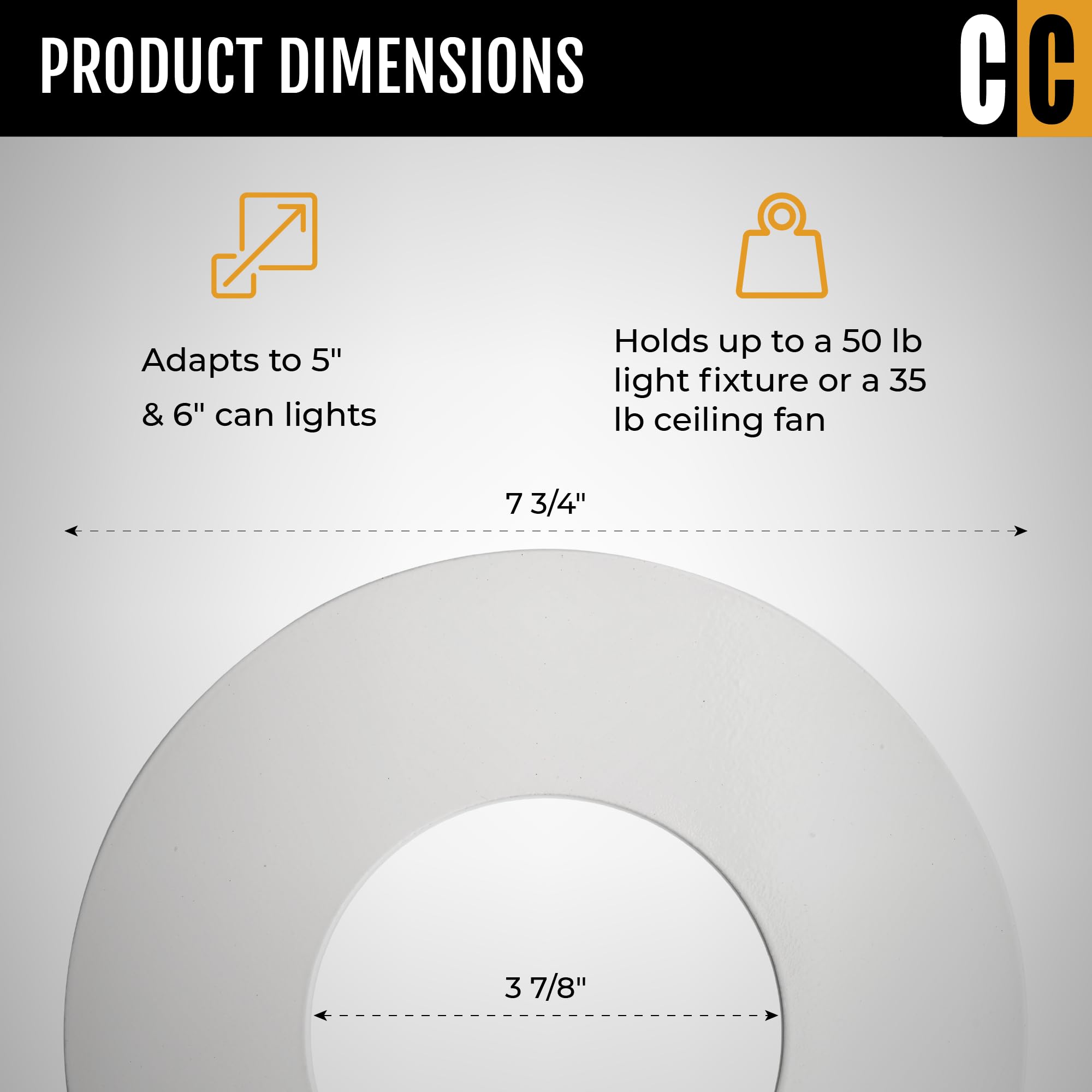 The Can Converter R56 Recessed Can Light Conversion Kit, White, 6" Metal Ceiling Medallion for Light Fixtures and Fans