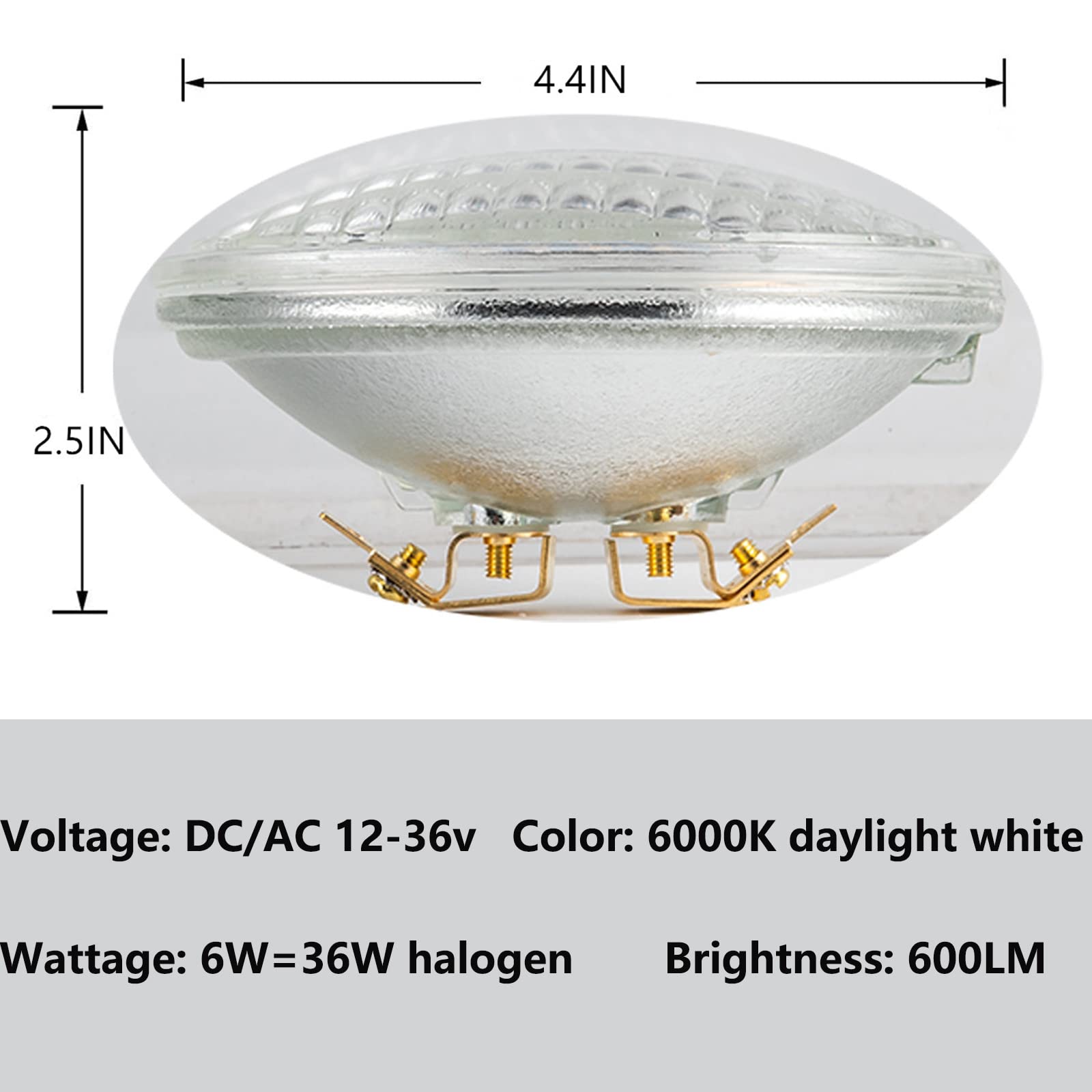 Shuwdkar Par36 Led Landscape Light Bulb, 6W 600 Lumen 36 Watt Halogen Equivalent, Daylight White 6000K, Par36 Led 12V Dc/Ac For