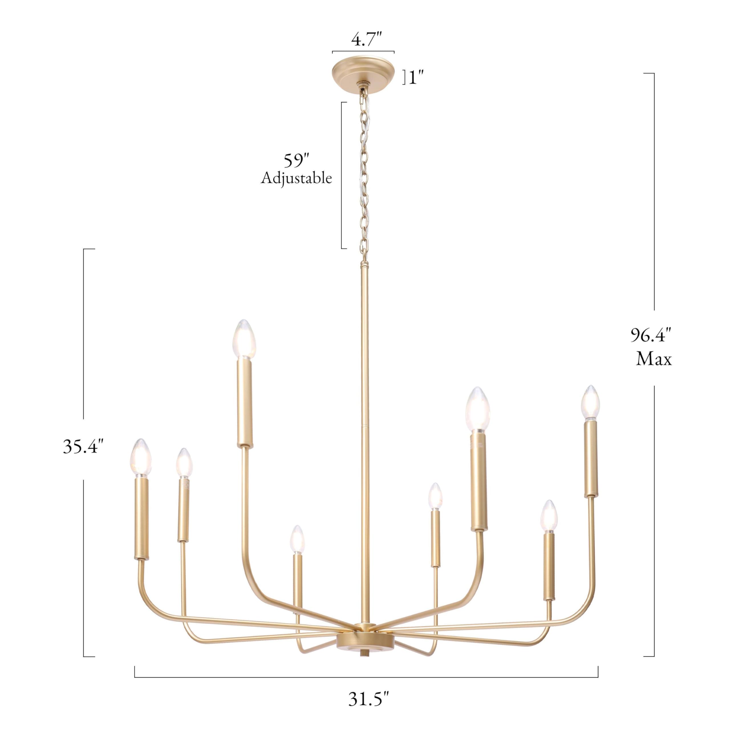 Laluz 8-Light Gold Chandelier, 31.5'' Large Farmhouse Dining Room Light Fixture Over Table, Modern Chandeliers Hanging Lights Fi
