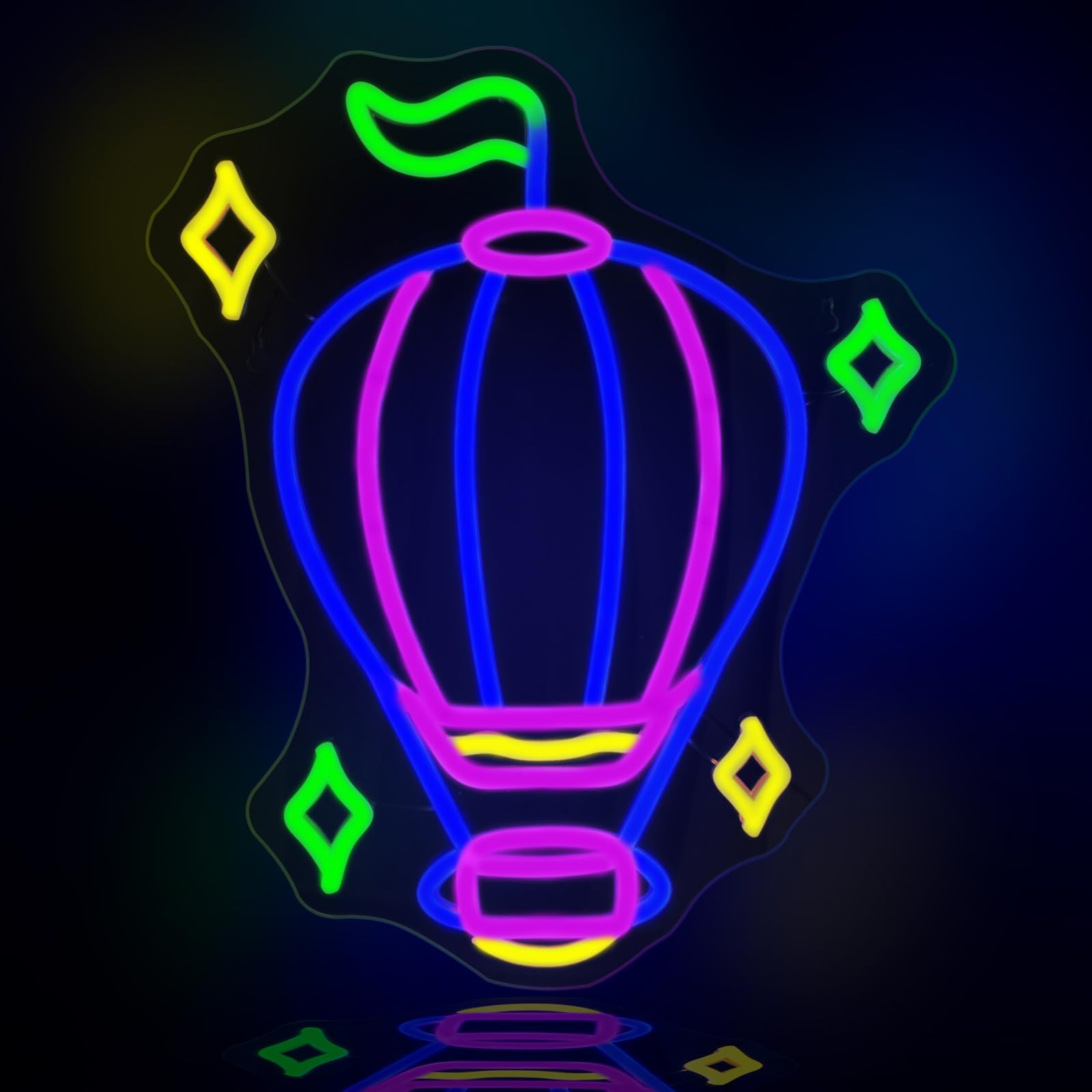 JEDAEMEN Hot Air Balloon Neon Sign LED Light Wall Decor 15.4 x 12.6 inches Blue Purple USB Powered