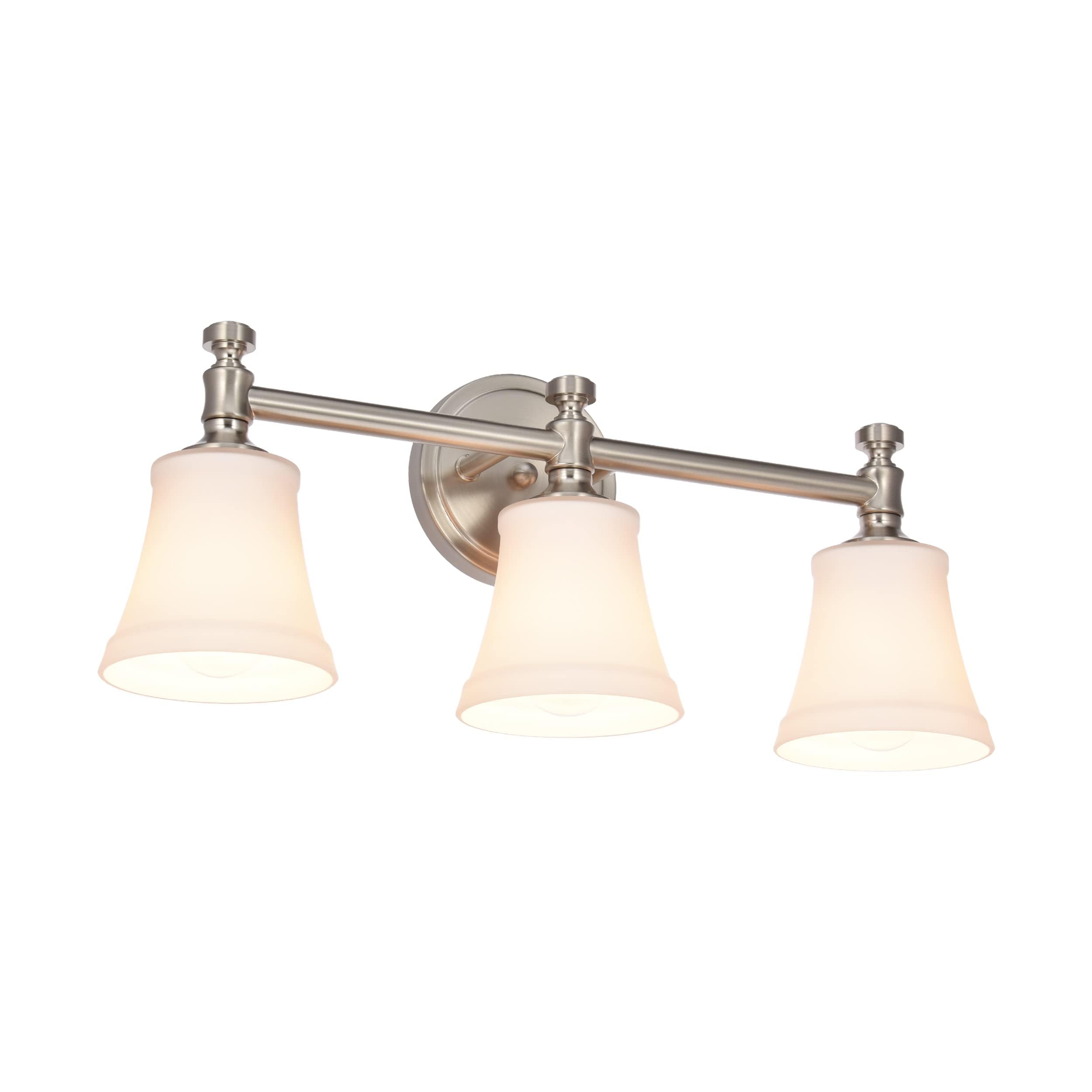 Hanaloa Bathroom Vanity Light Fixtures, Traditional Brushed Nickel 3 Lights Wall Sconce Lighting With Opal Glass Shade, Porch Wall Mount Light Fixture For Bathroom, Mirror Cabinets Hallway Stairs