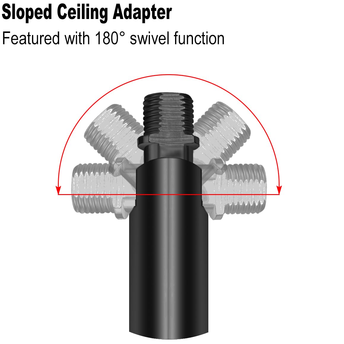 MAYOMAJO 8-Piece M10 Threaded Extension Poles Kit for Pendant Lights, Black, Model EXD-4+4, Includes Sloped Ceiling Adapter