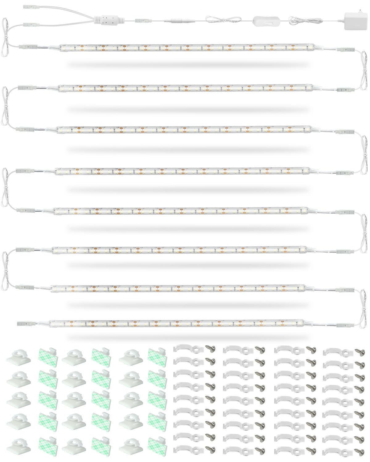 Cefrank LED Under Shelf Lighting Kit, 8 Linkable 12-Inch Light Strips, 20W 2000lm, Cool White, Model XXDT120-8pcs