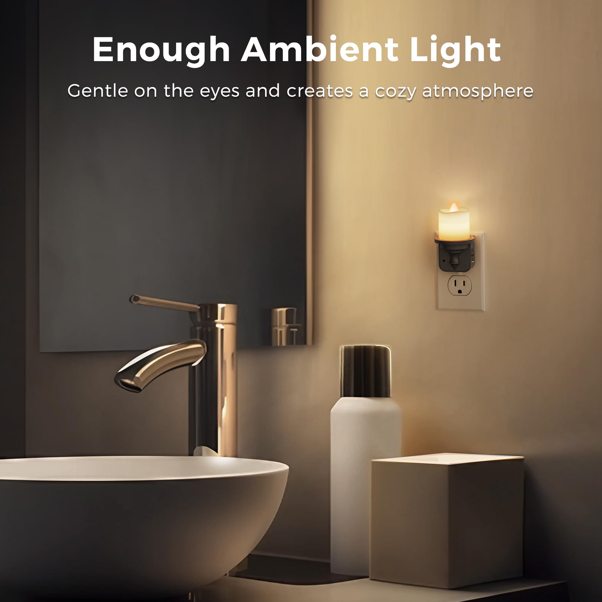 L LOHAS LED Flameless Candle Night Light, 3000K Soft White, Dusk to Dawn Sensor, 2 Pack - Vintage Decorative for Hallway Bathroom