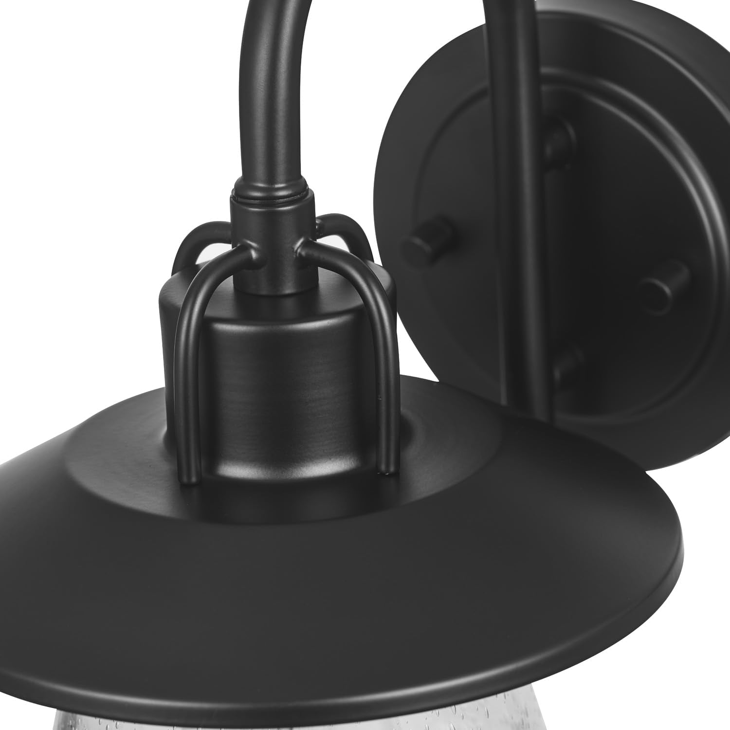 Globe Electric 60000012 1-Light Outdoor Wall Sconce, Matte Black, 7 Seeded Glass Shade, Curved Stem, Porch Light, Wall Lights Fo