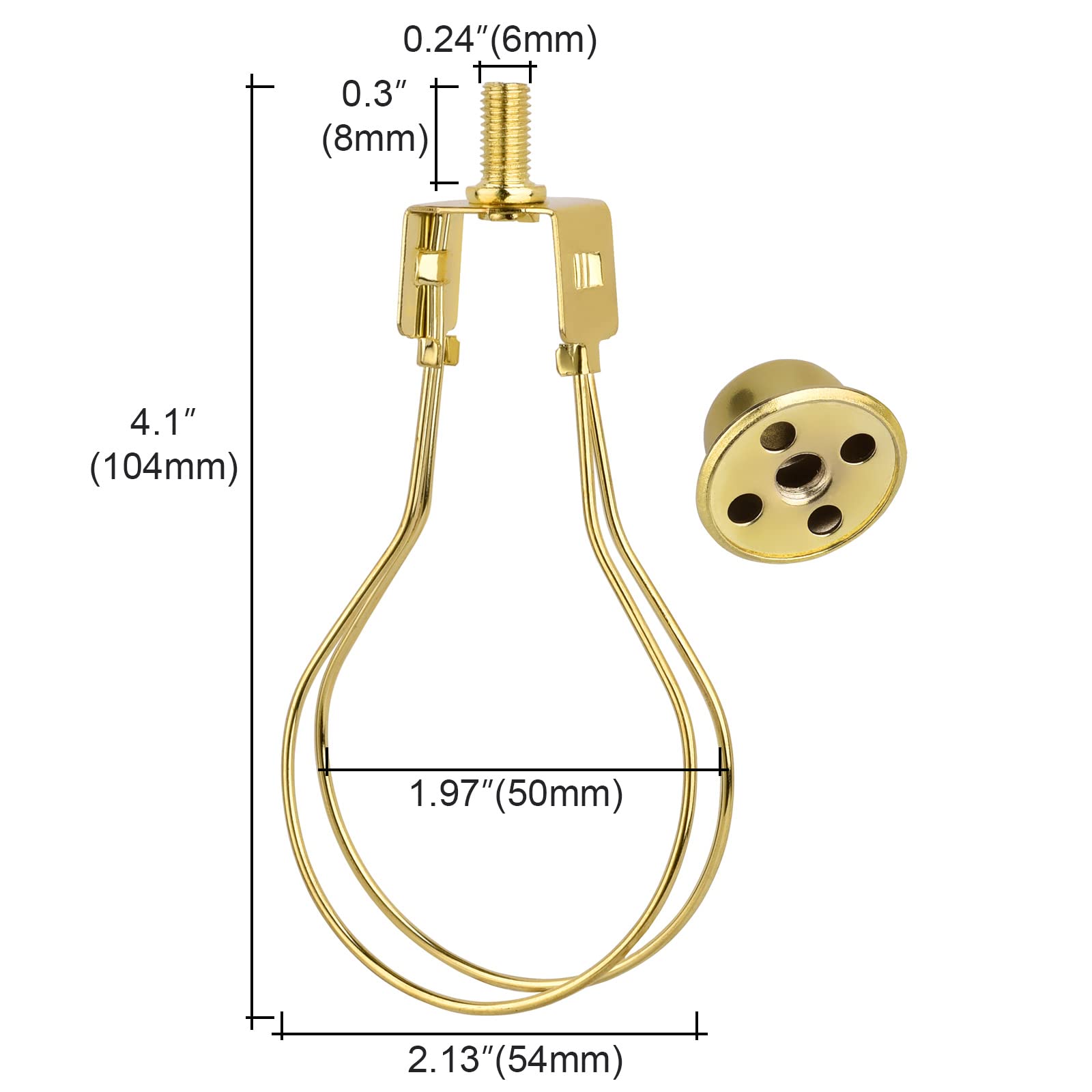 2 Pack Lamp Shade Light Bulb Clip Adapter, Weaverbird Lamp Shade Harp Holder Adapter Kit Attaching Finial Top And Lampshade Leve
