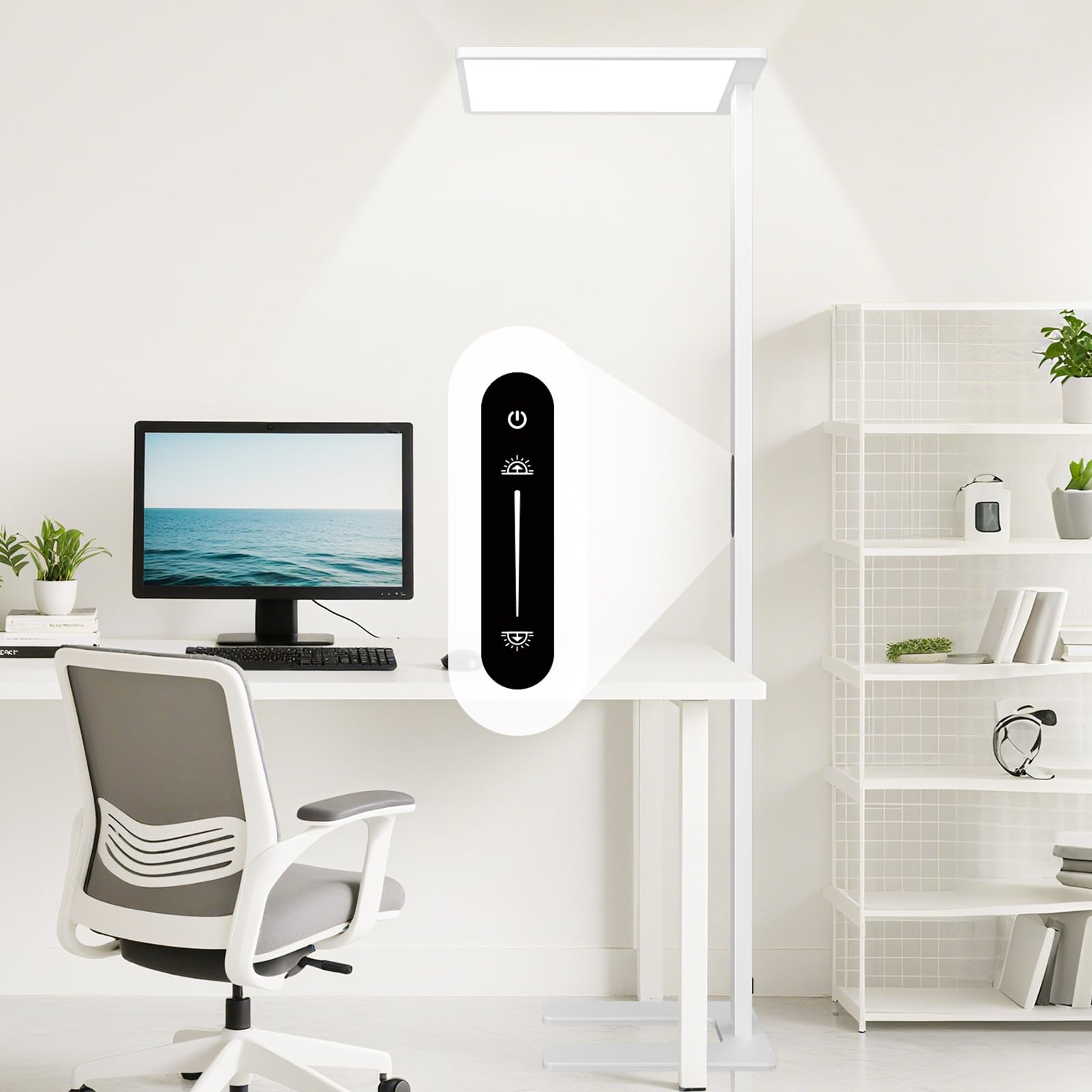 120W LED Floor Lamp, 10000LM Super Bright Standing Lamp, Eye-Care Floor Reading Light, 76.8 Large Lamp for Office, Living Room,