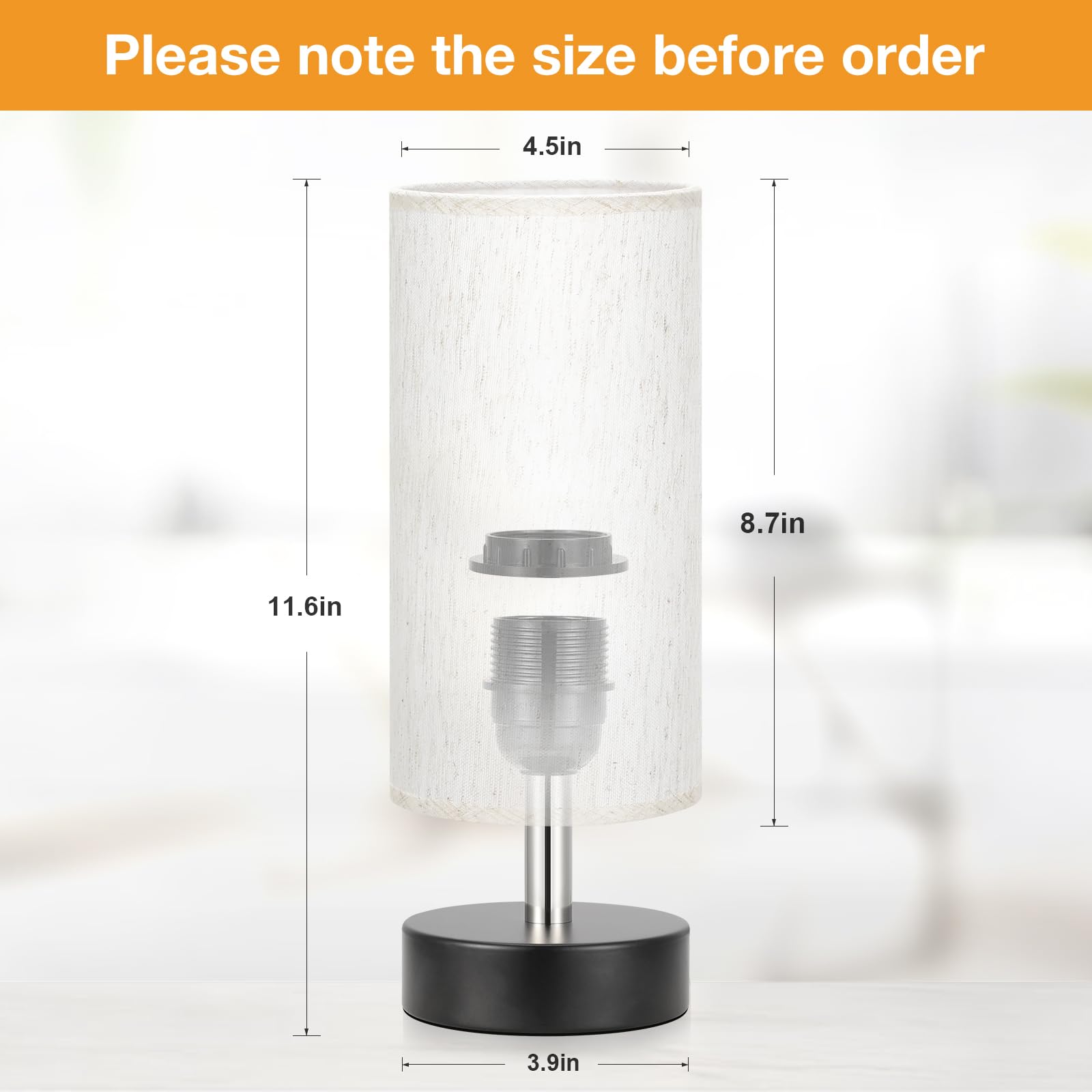 Partageiz Small Table Lamp For Bedroom - Bedside Lamps For Night Stands, Minimalist Nightstand Light Lamp, Desk Lamps For Readin