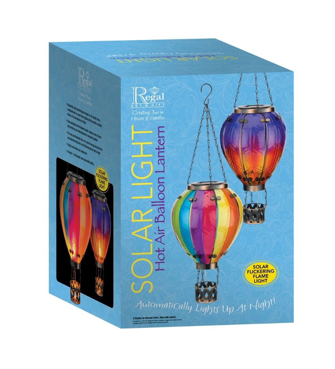 Regal Art & Gift Hot Air Balloon Solar Lantern - Hanging Solar-Powered Led Lights, Waterproof Portable Decorative Outdoor Lamp M