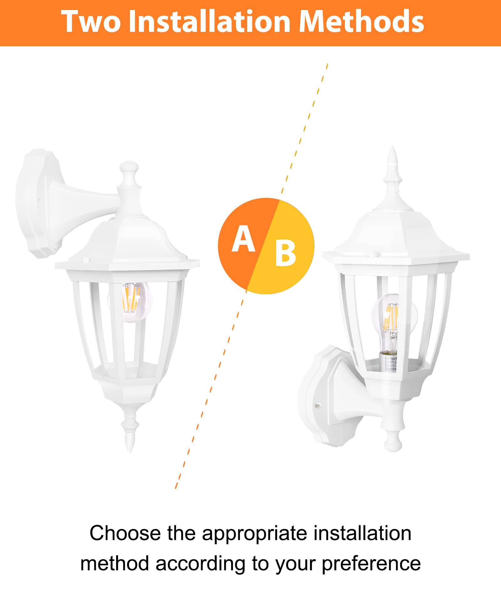 FUDESY Outdoor Wall Lantern, Waterproof Wall Sconce Light Fixture, Plastic, One Pack, White