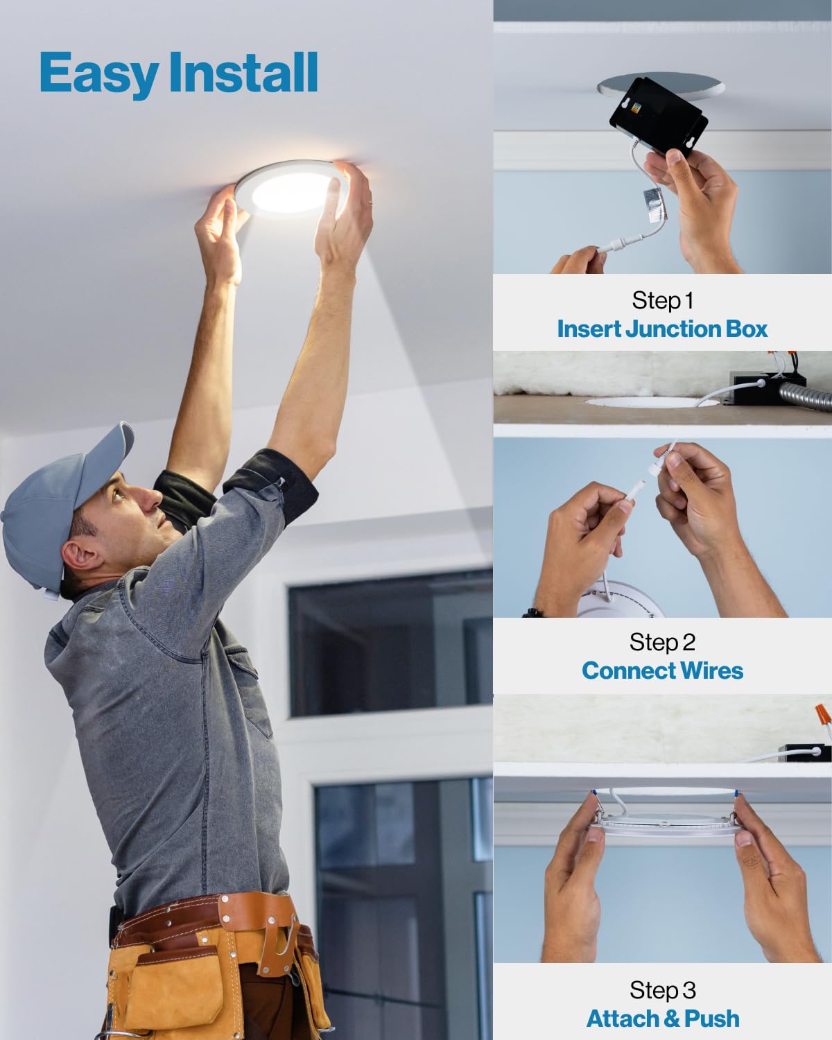 Sunco 12 Pack 5Cct 6 Inch Ultra Thin Led Recessed Ceiling Lights Slim 1500Lm High Brightness, 2700K/3000K/3500K/4000K/5000K Selectable, Dimmable, 14W, Canless Wafer With Junction Box