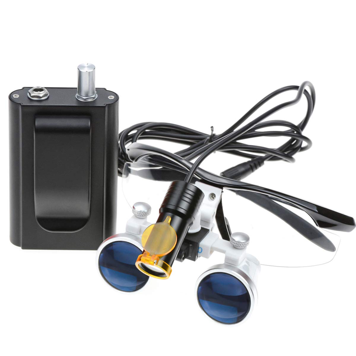 3.5x420 Loupes Magnifier Magnification Binocular 5W Headlamp Belt Clip Type Case (Black)