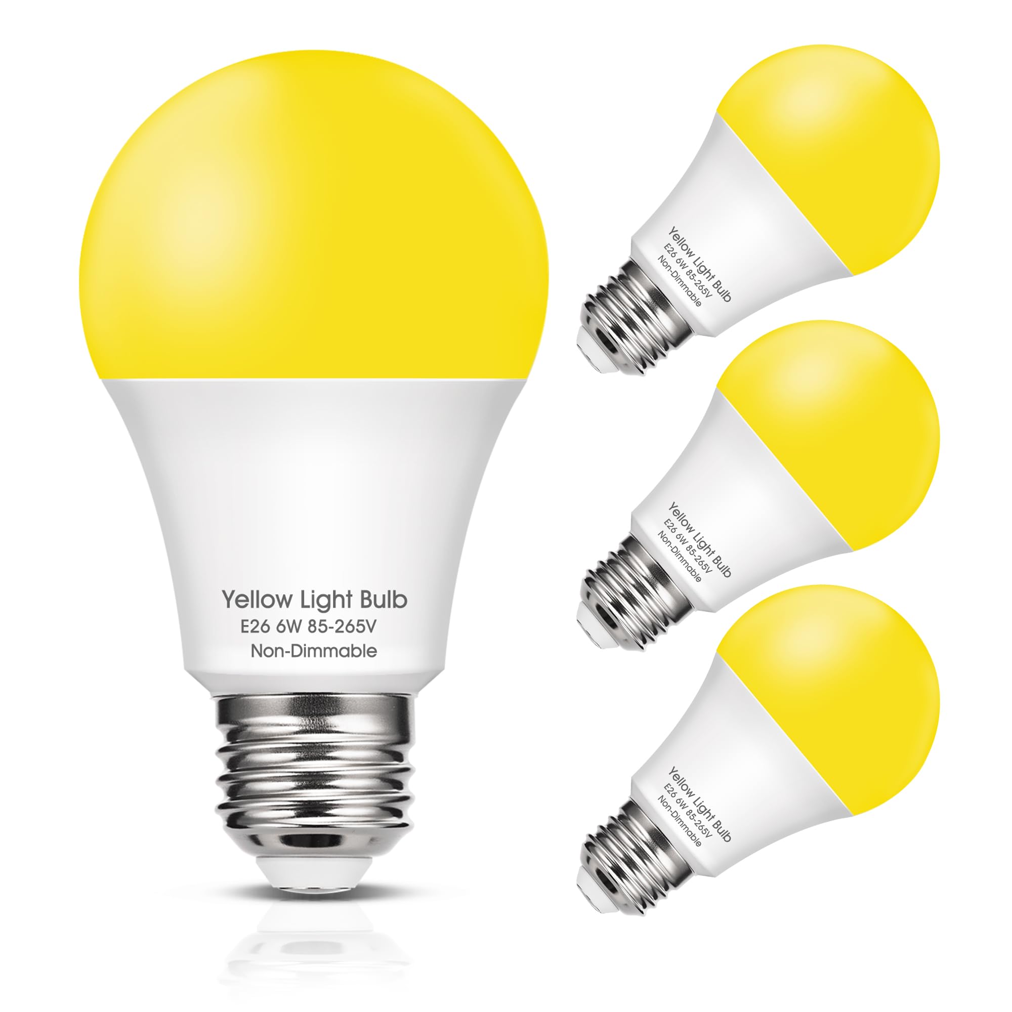 Evastary 6W Yellow Led Bug Light Bulbs, 40W Equivalent, Amber Night Lights, 4 Pack