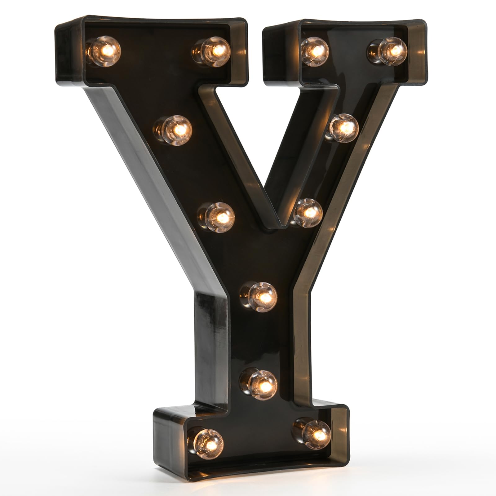 OYCBUZO LED Marquee Light Sign - Black Alphabet Letter Y, Plastic, Model MDLP-BL-22, Perfect for Home Bar, Parties, and Decorations